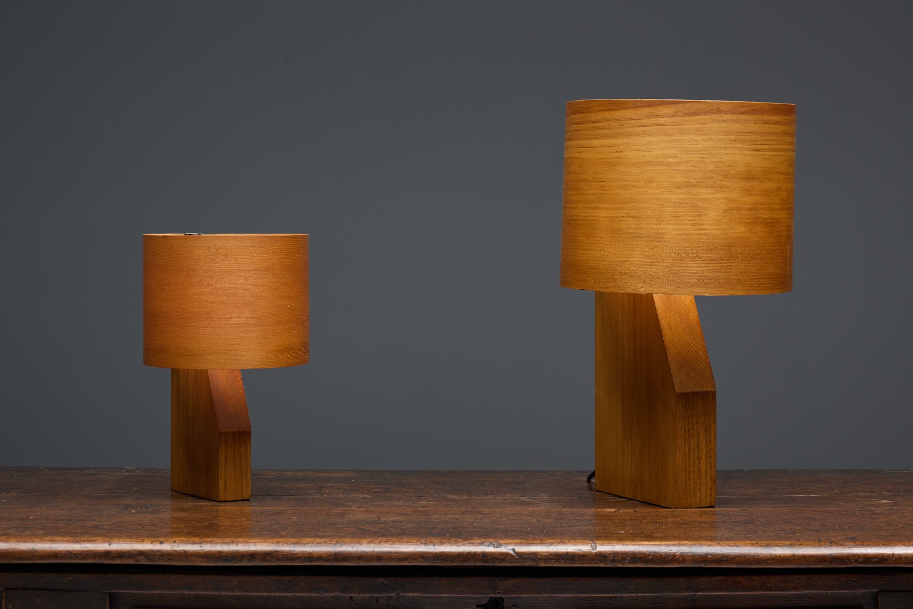 Mid-Century Veneer Table Lamp - 1960s