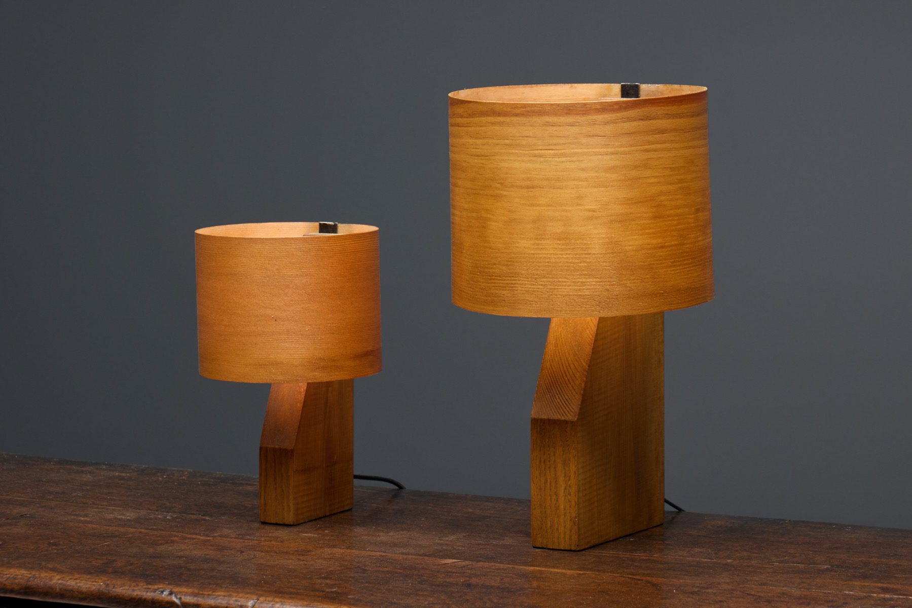 Mid-Century Veneer Table Lamp - 1960s