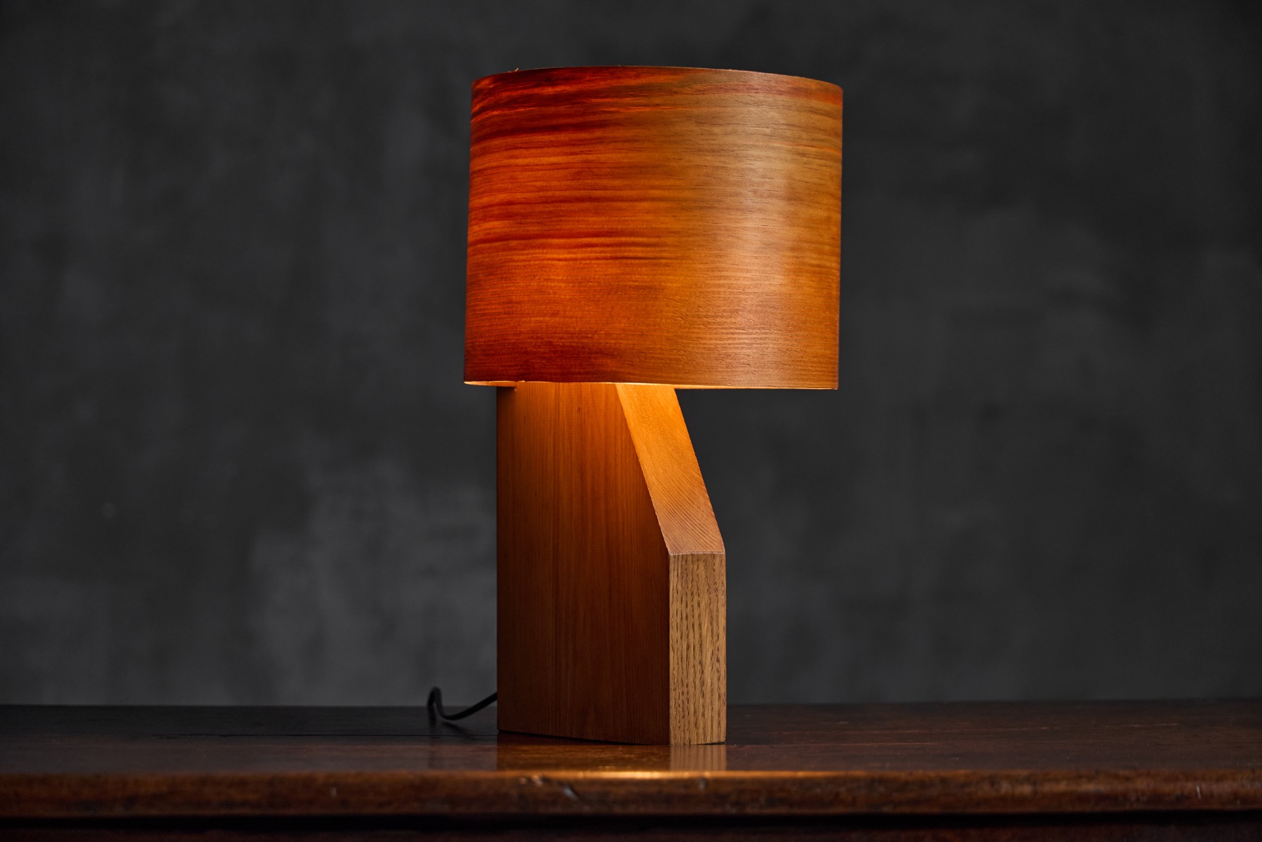 Mid-Century Veneer Table Lamp - 1960s