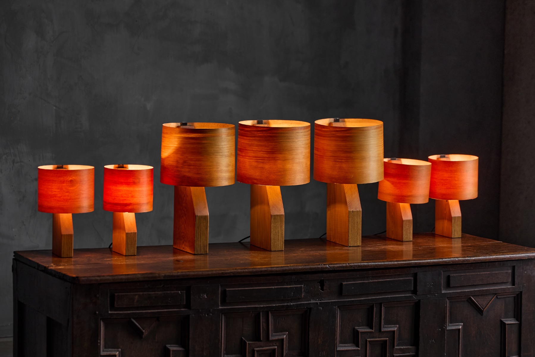 Mid-Century Veneer Table Lamp - 1960s
