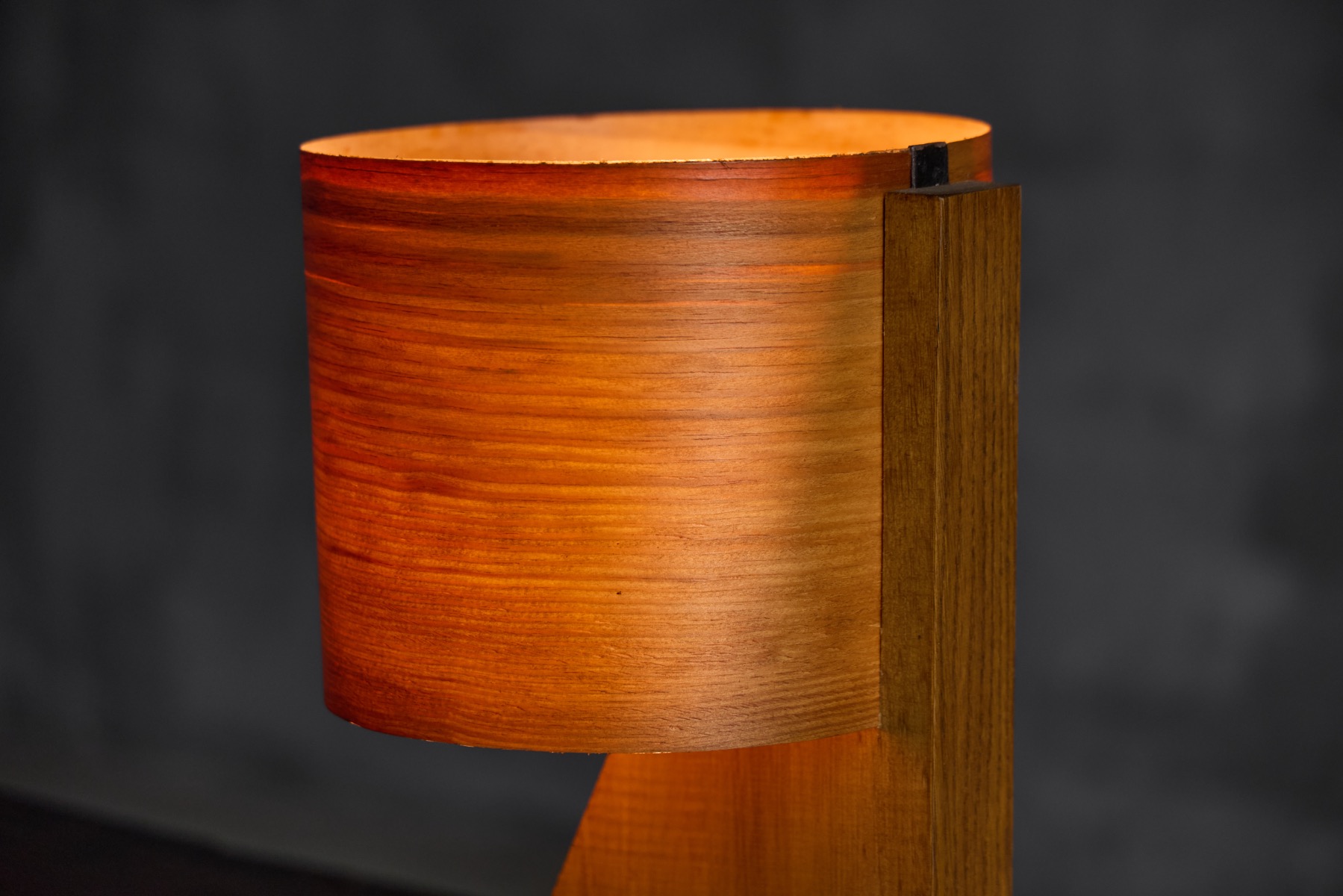 Mid-Century Veneer Table Lamp - 1960s