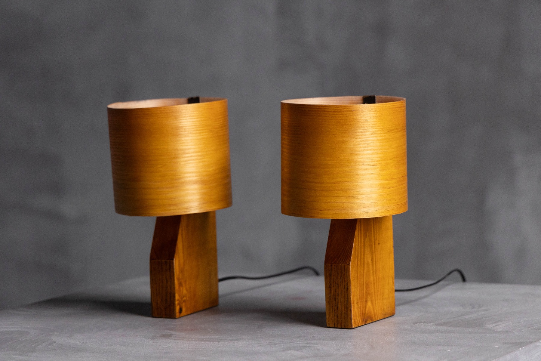 Mid-Century Veneer Table Lamps - 1960s