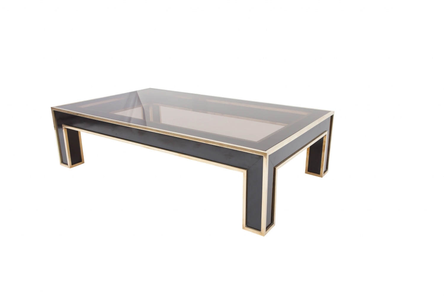 Black And Brass Rectangular Coffee Table, Romeo Rega - 1970s