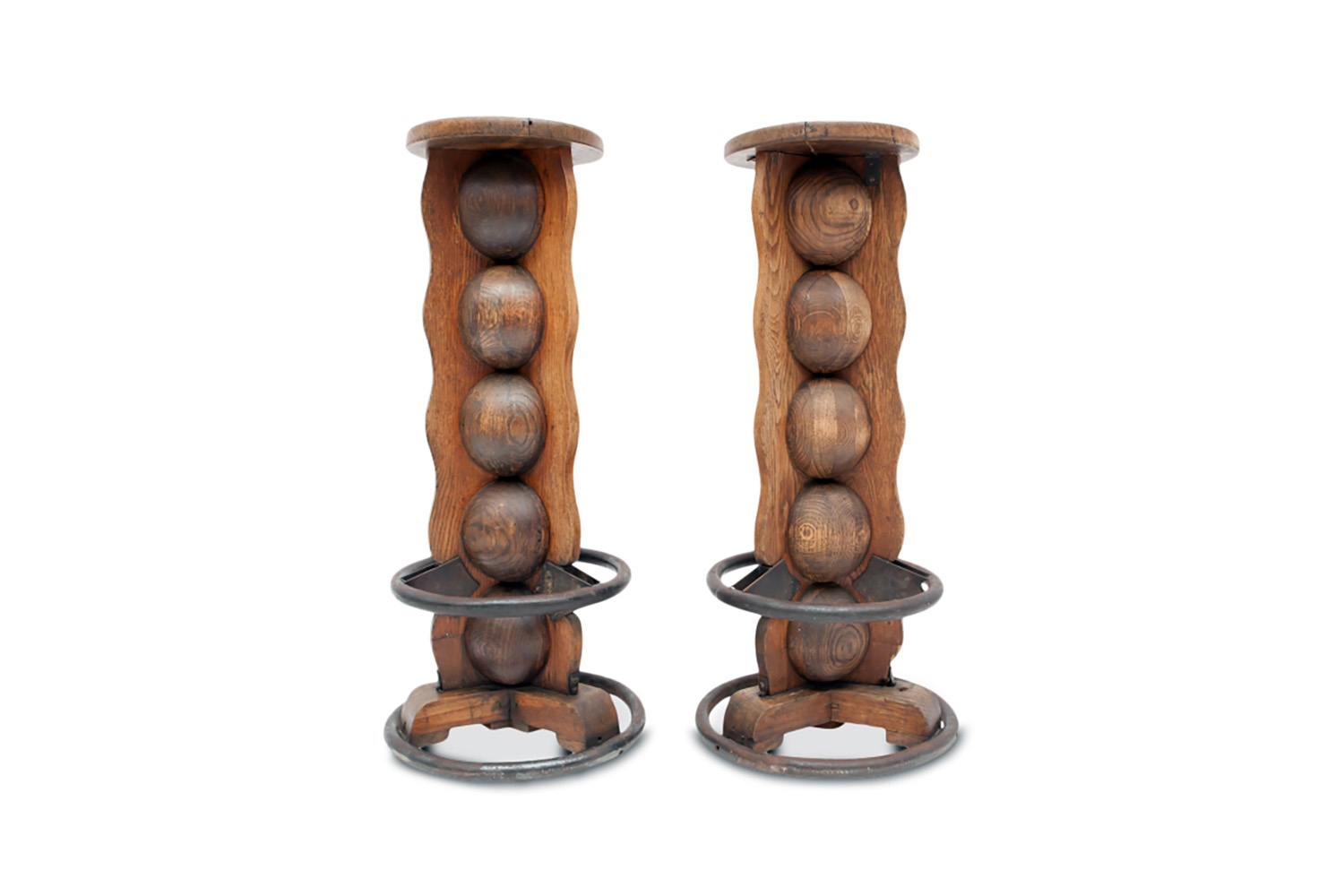 Wooden Wabi Sabi Stools, Charles Dudouyt - 1950s