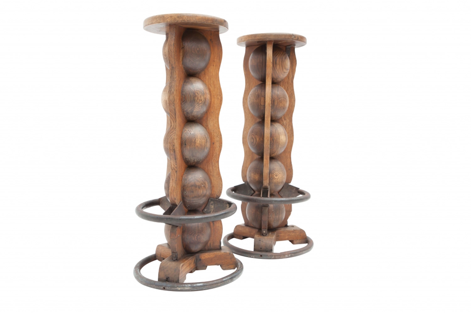 Wooden Wabi Sabi Stools, Charles Dudouyt - 1950s