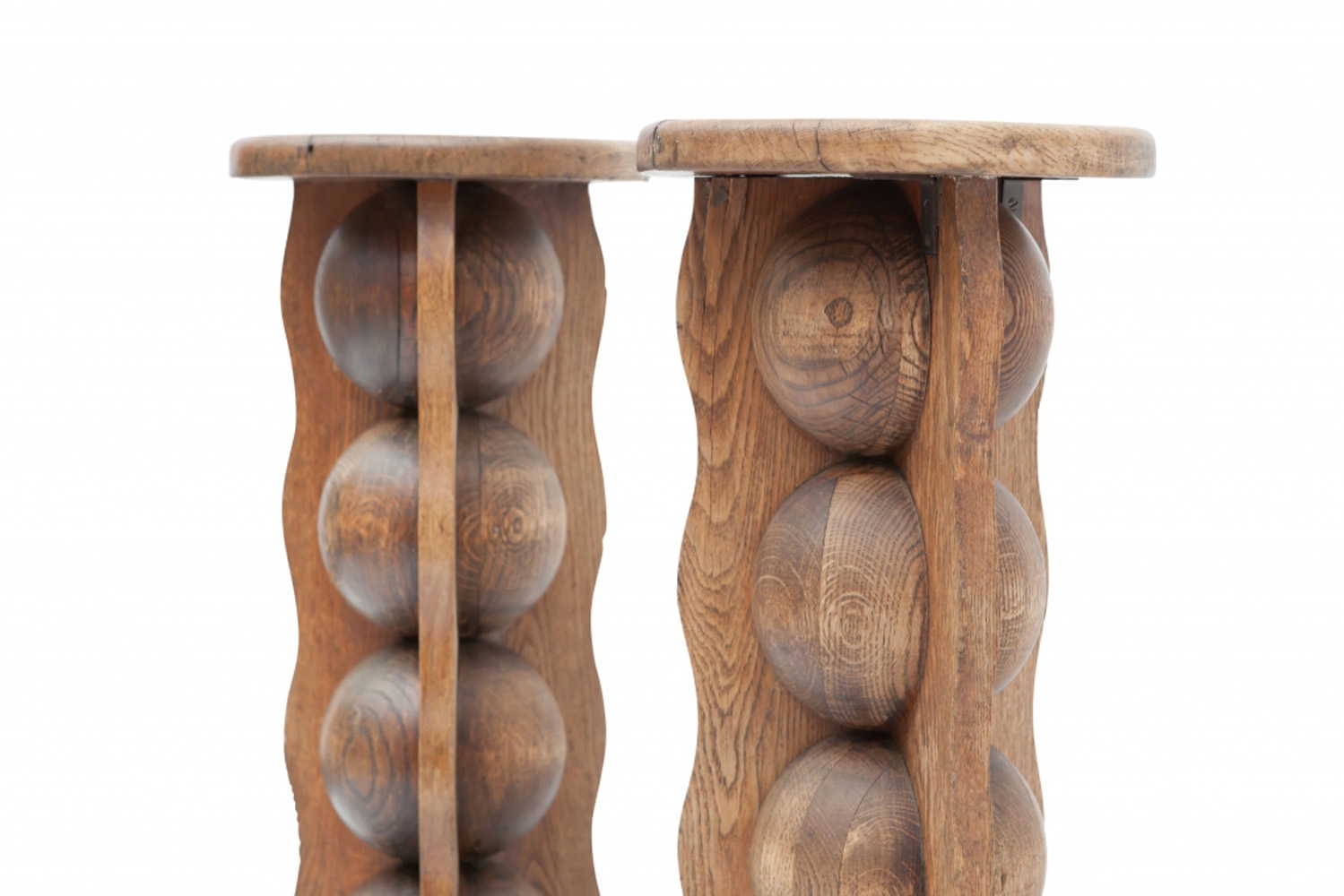 Wooden Wabi Sabi Stools, Charles Dudouyt - 1950s