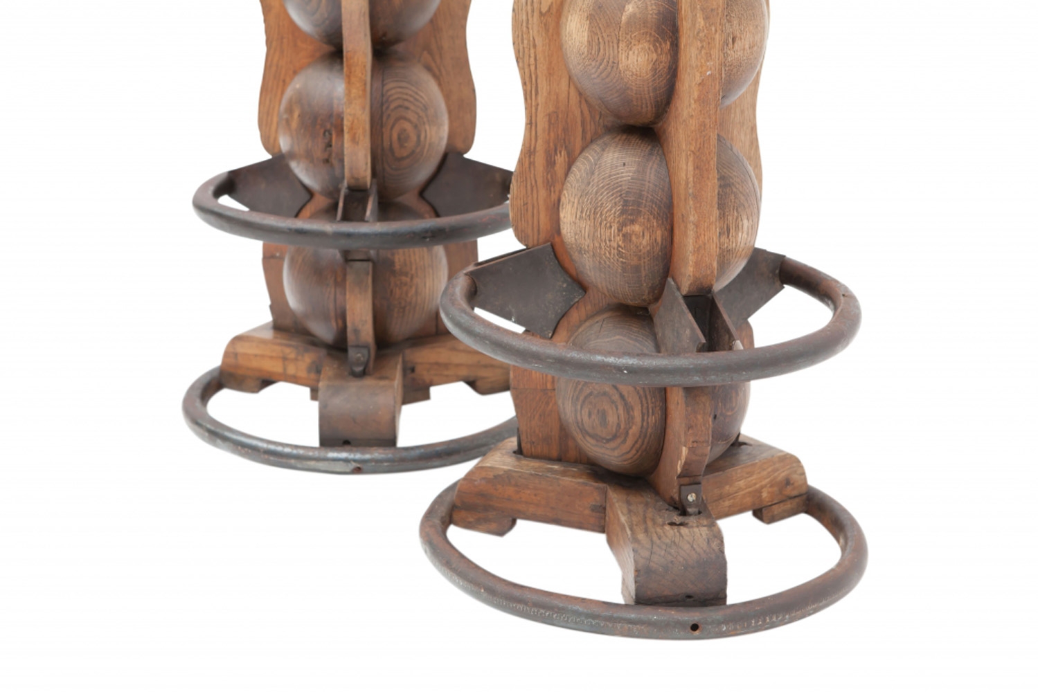 Wooden Wabi Sabi Stools, Charles Dudouyt - 1950s