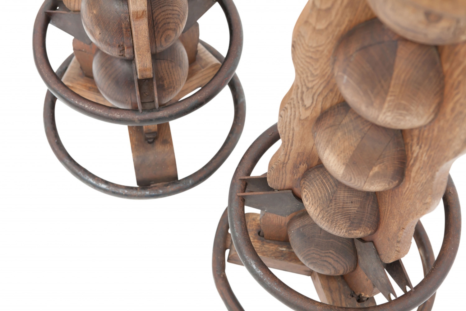 Wooden Wabi Sabi Stools, Charles Dudouyt - 1950s