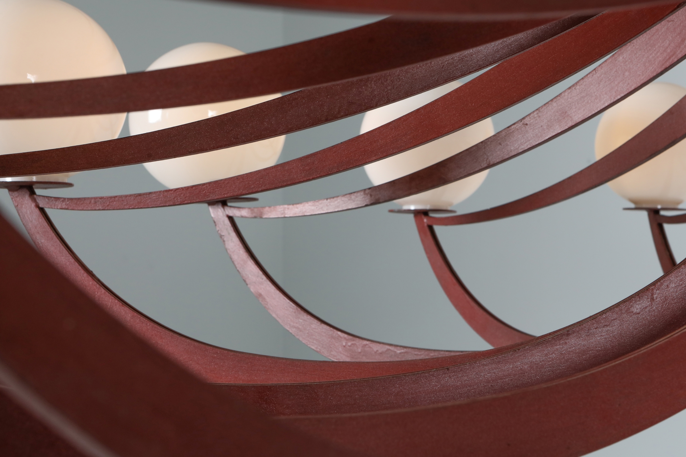 Red Lacquered Postmodern Chandelier Lapo Binazzi 'Attributed' - 1960's