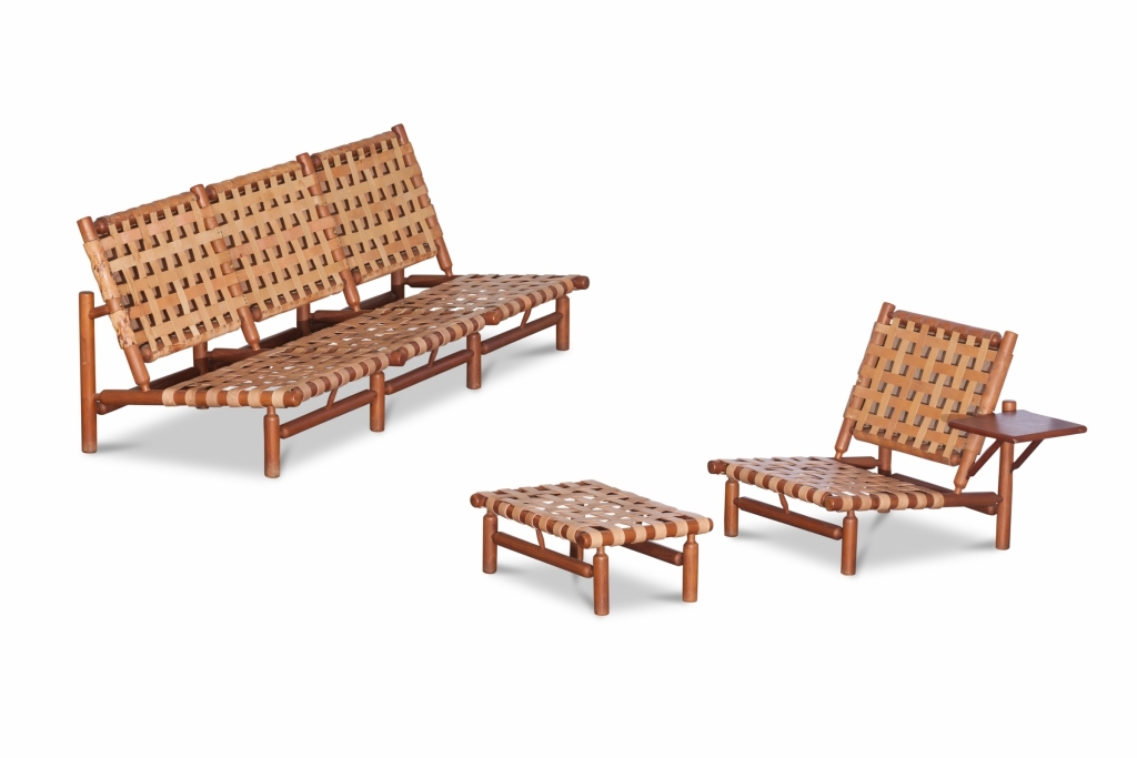 Cognac Leather And Wood Lounge Chair And Ottoman, Ilmari Tapiovaara - 1958
