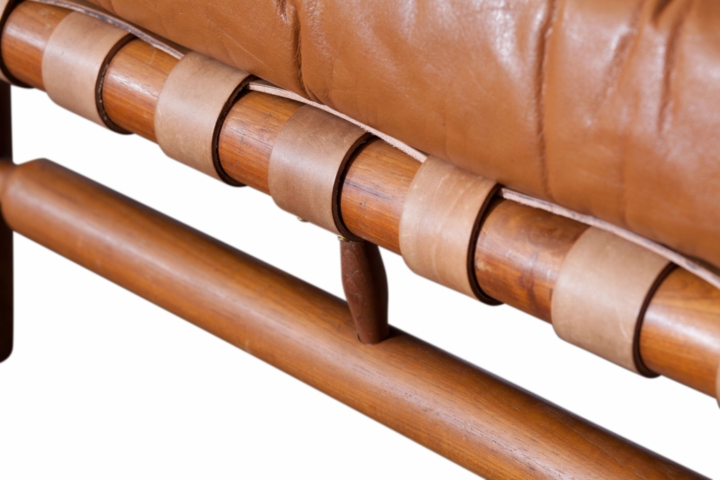 Cognac Leather And Wood Lounge 3 Seater Sofa, Ilmari Tapiovaara - 1958