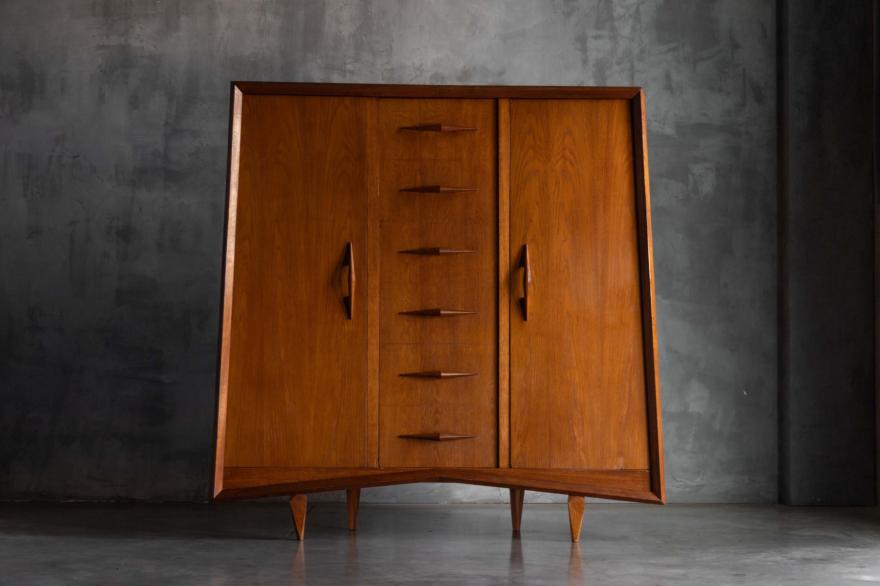 Modernist Oak Highboard, Reconstruction Period, France - Circa 1955