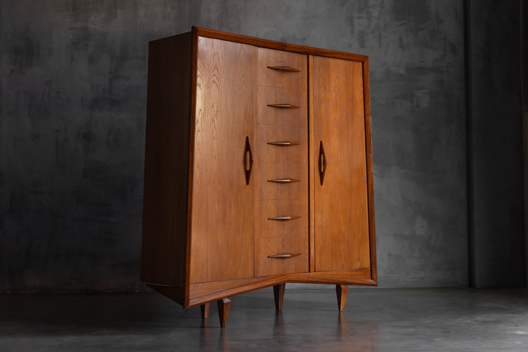 Modernist Oak Highboard, Reconstruction Period, France - Circa 1955