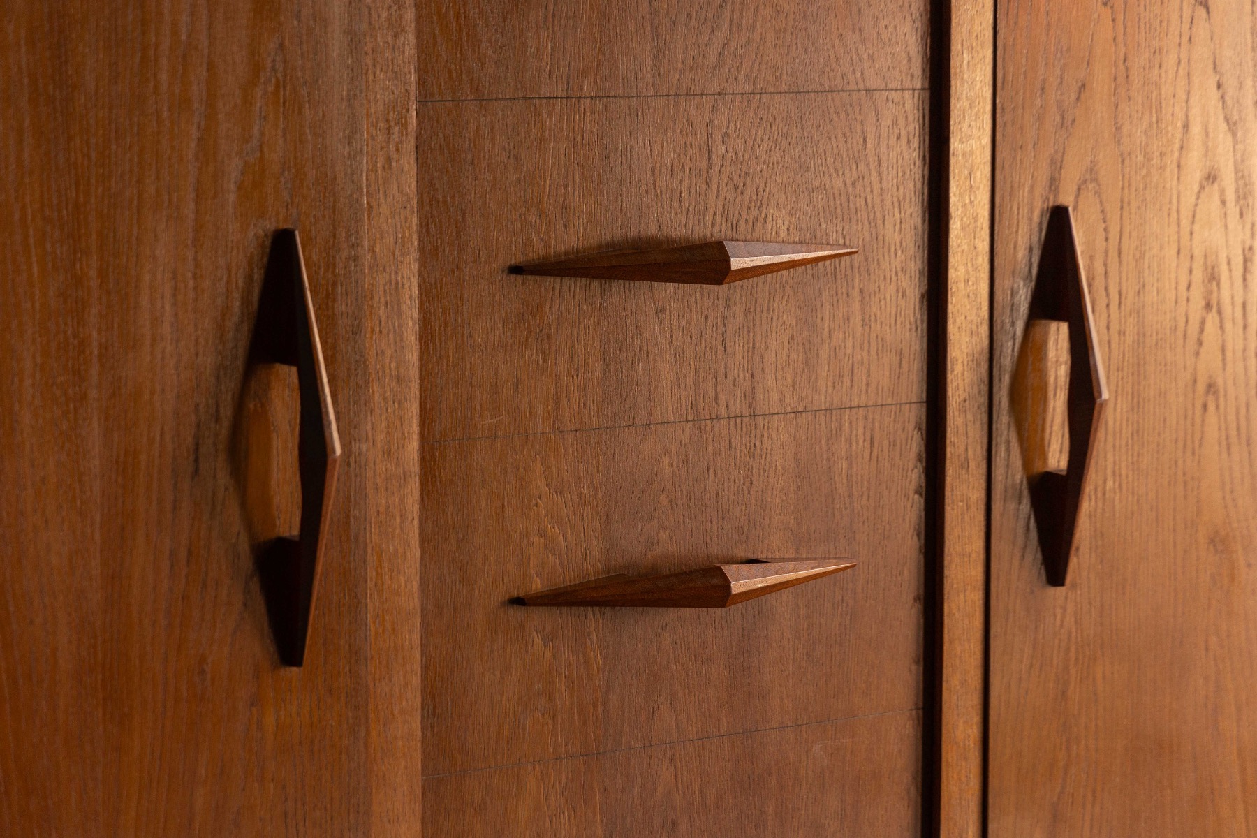 Modernist Oak Highboard, Reconstruction Period, France - Circa 1955