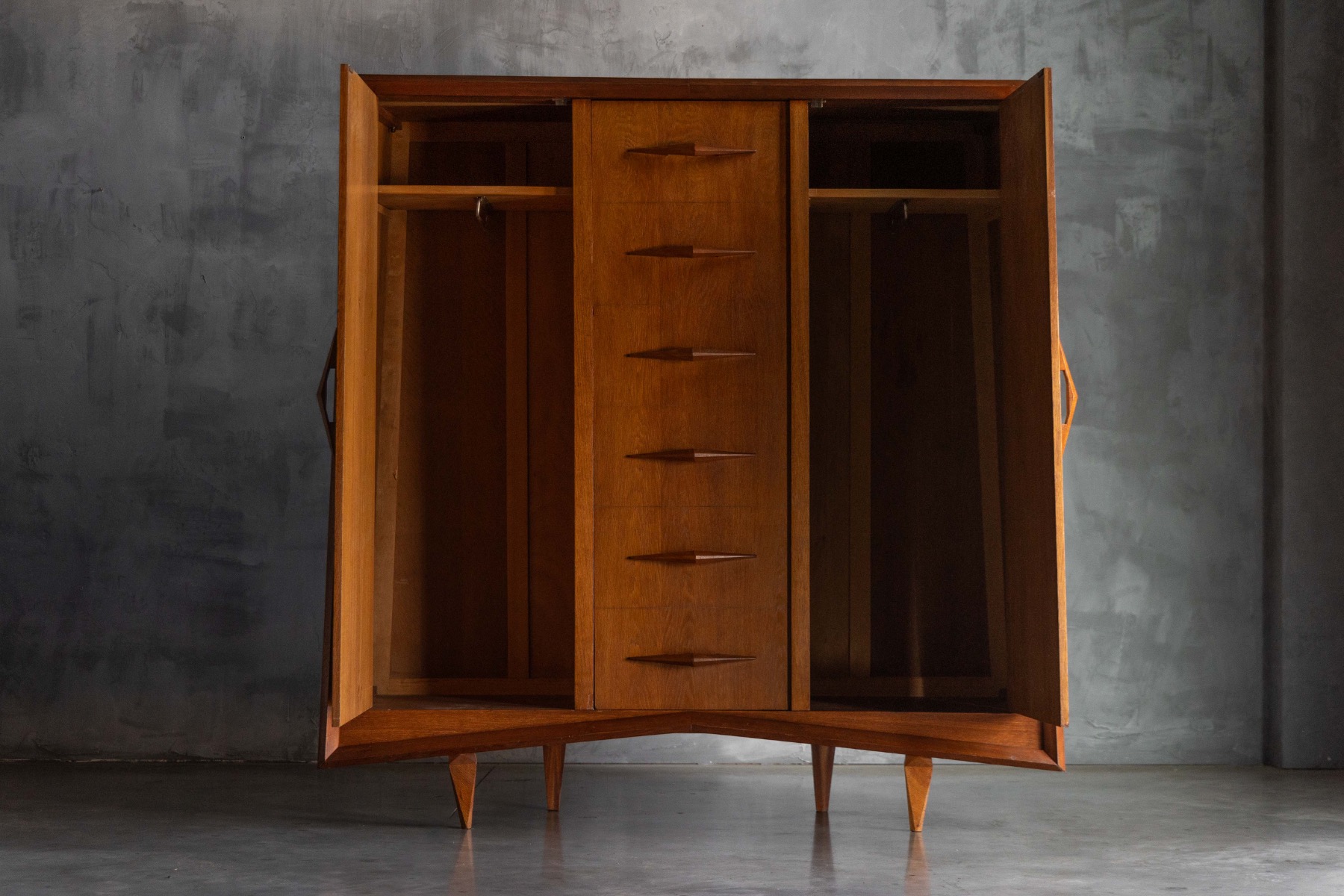 Modernist Oak Highboard, Reconstruction Period, France - Circa 1955