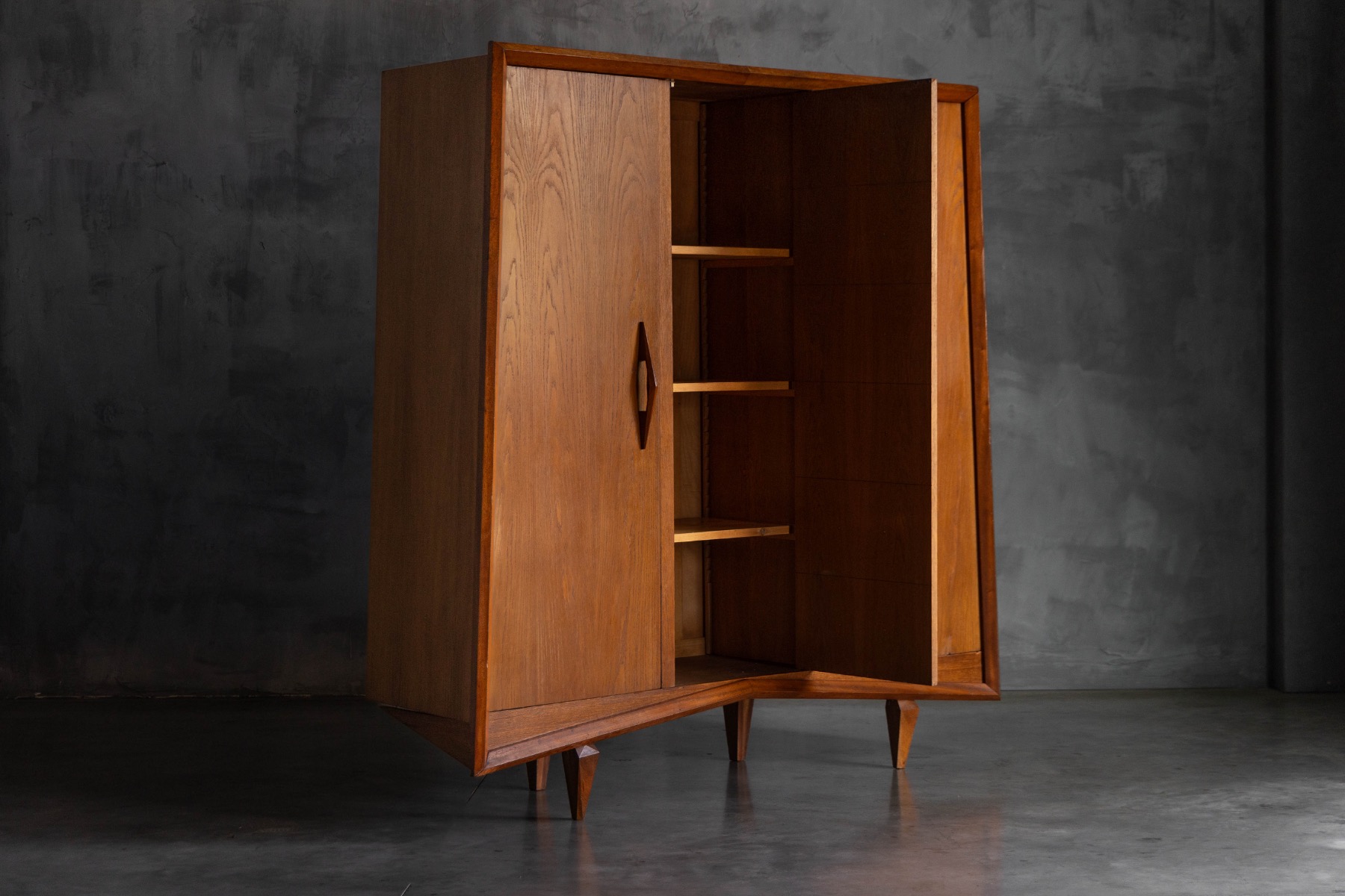 Modernist Oak Highboard, Reconstruction Period, France - Circa 1955