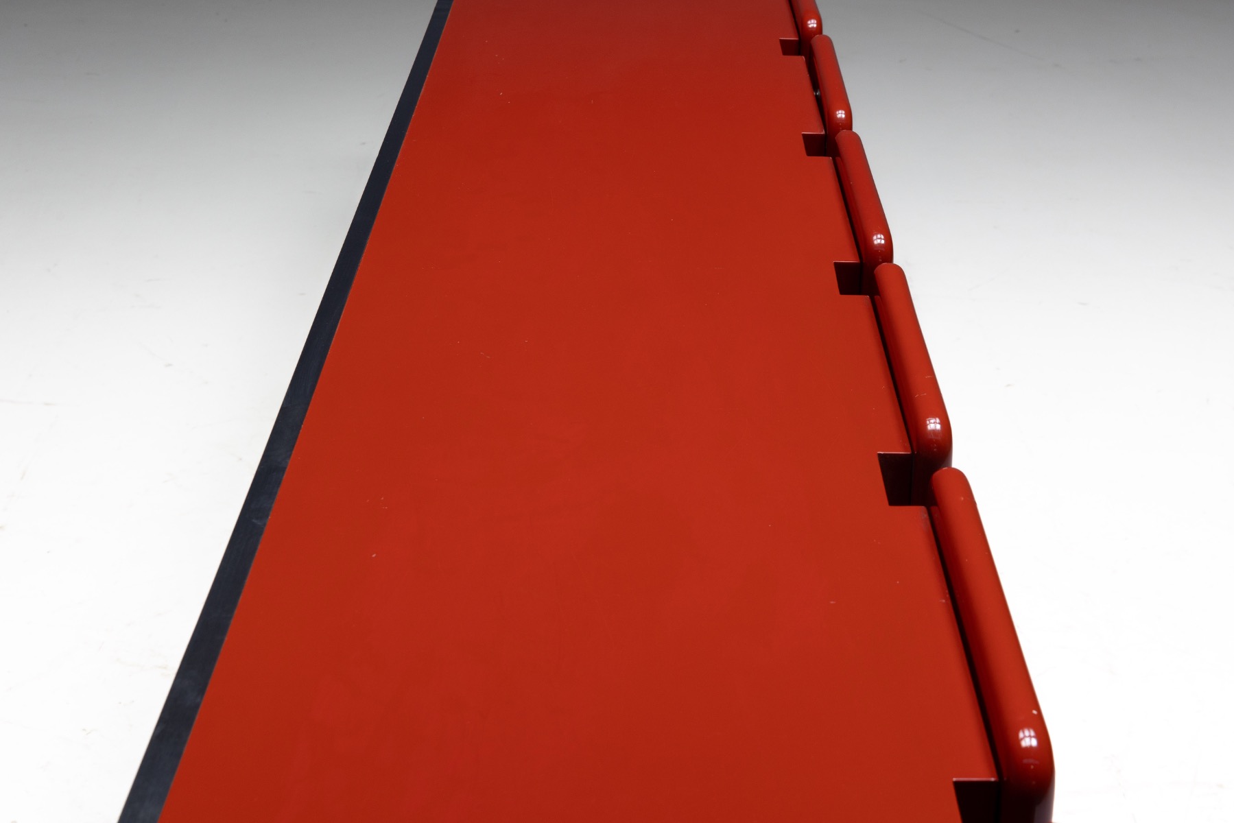 Modernist Red Lacquer Architectural Sideboard, Italy - 1980s