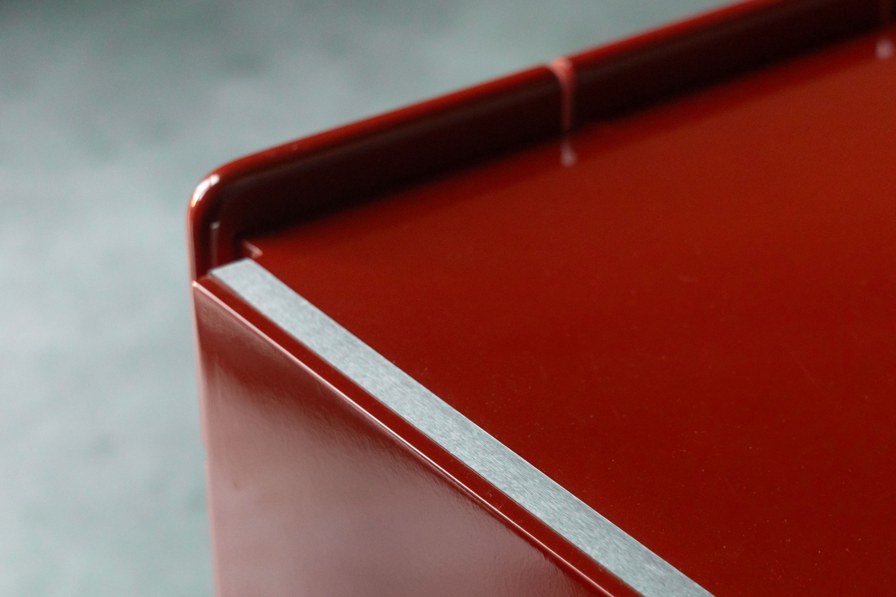 Modernist Red Lacquer Architectural Sideboard, Italy - 1980s