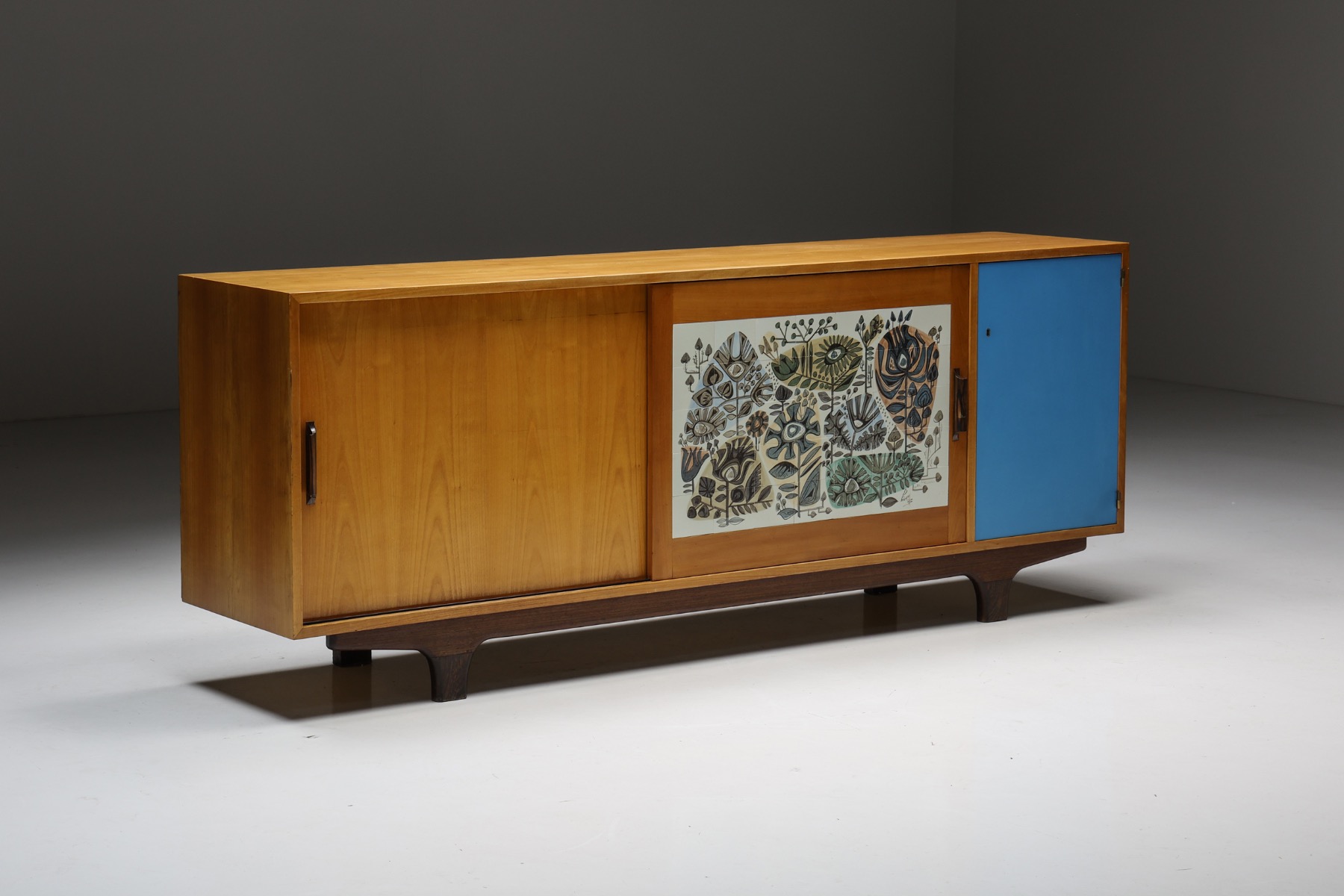 Modernist Sideboard with Ceramic Details - 1950s