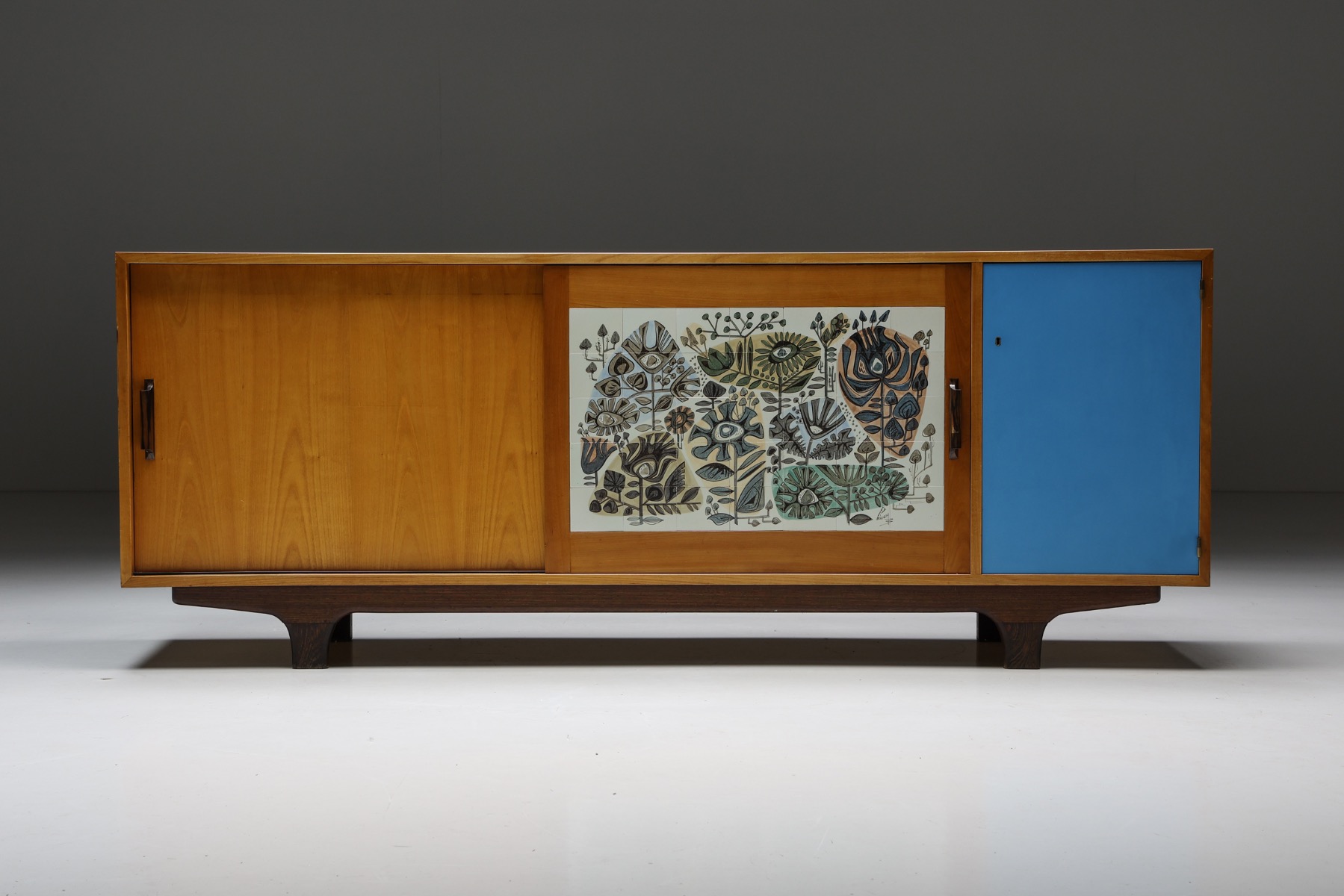 Modernist Sideboard with Ceramic Details - 1950s