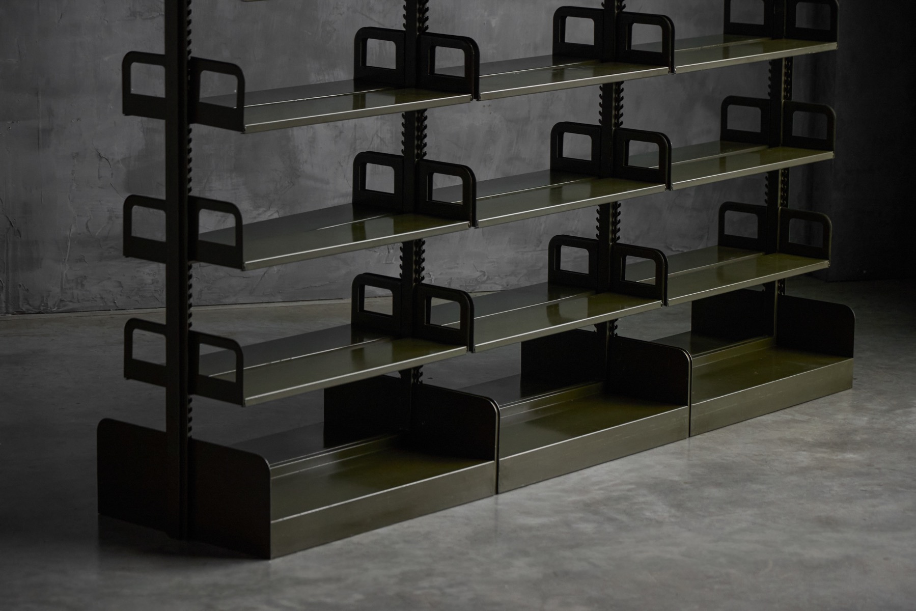 1950s modular shelving system freestanding wood design
