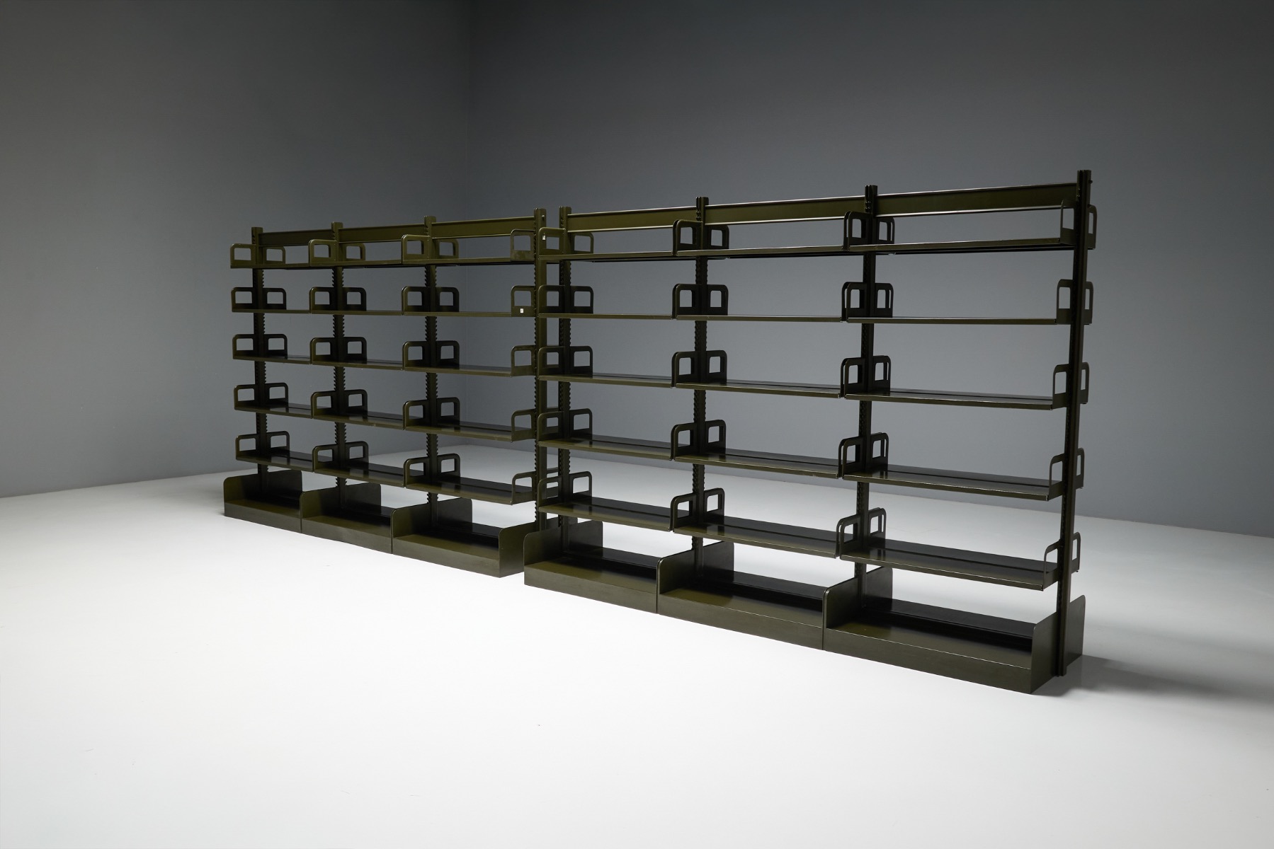 vintage freestanding shelving system modernist style
