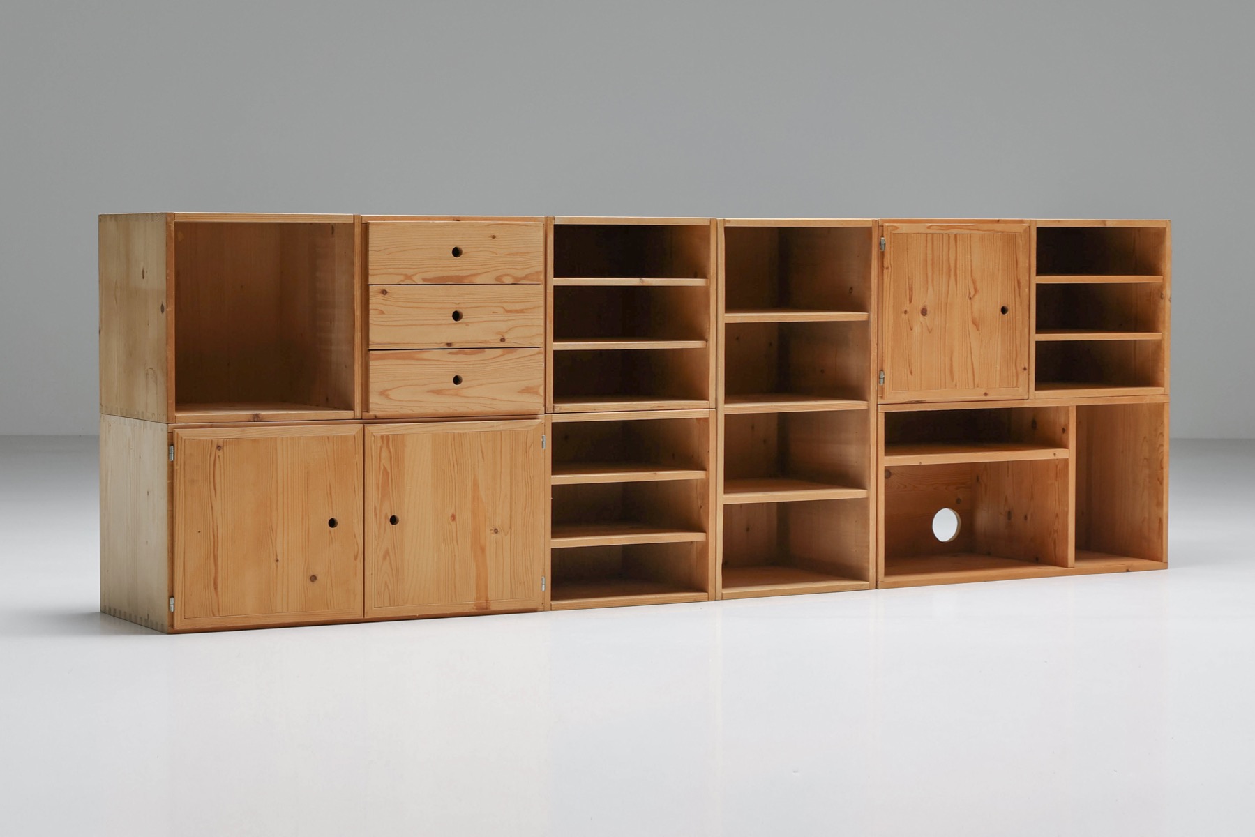Modular Mid Century Wooden Office Shelves and Drawers - 1950's
