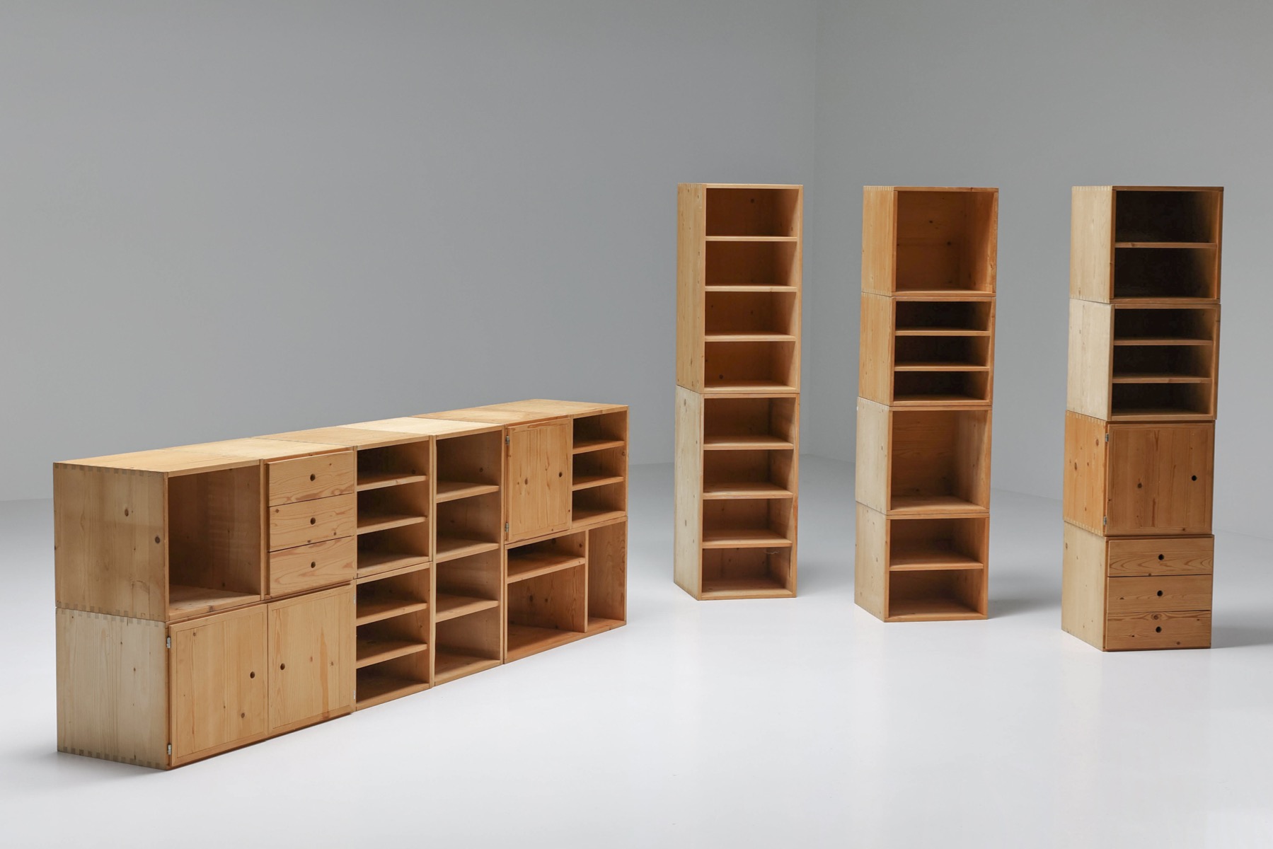 Modular Mid Century Wooden Office Shelves and Drawers - 1950's