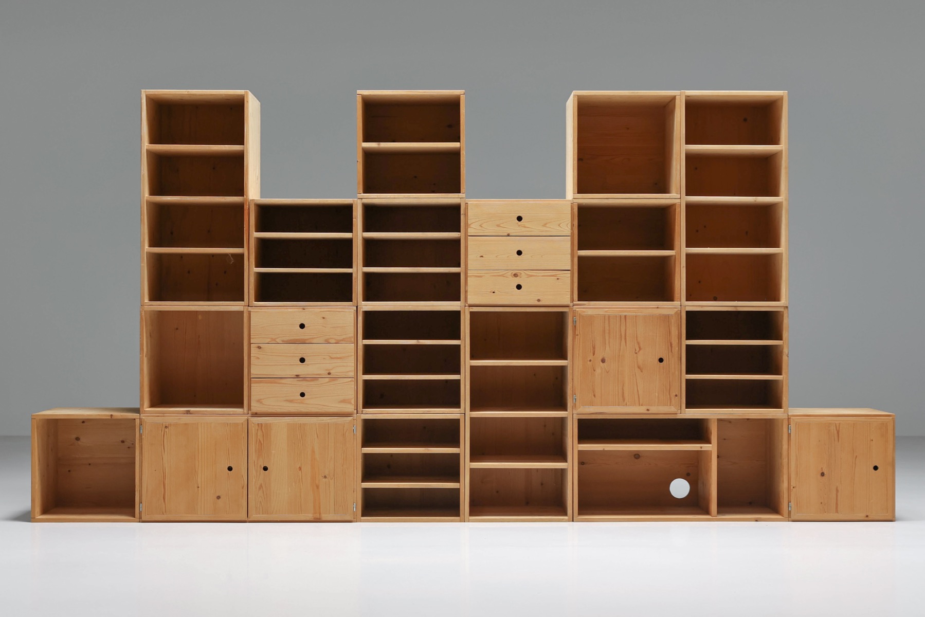 Modular Mid Century Wooden Office Shelves and Drawers - 1950's