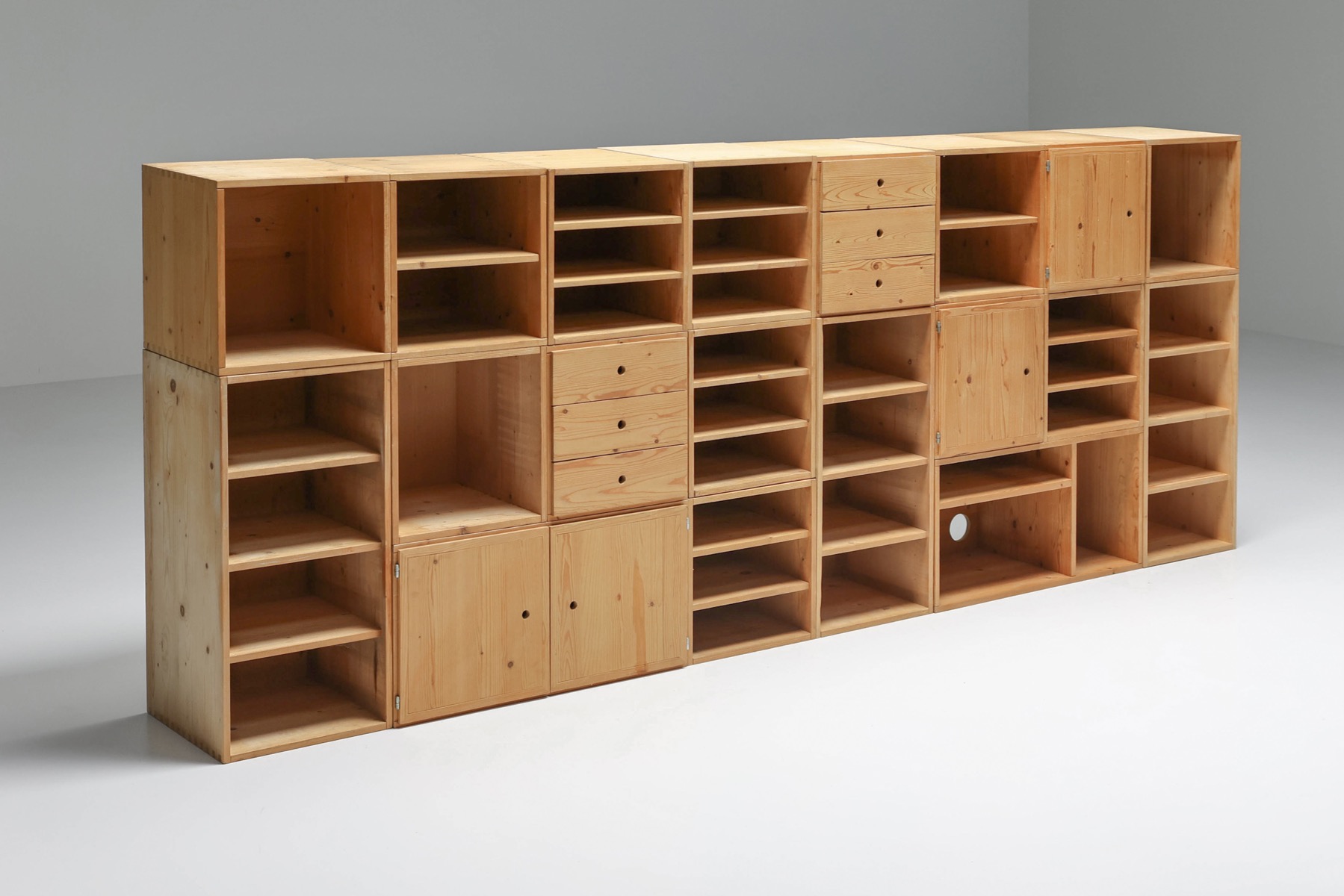 Modular Mid Century Wooden Office Shelves and Drawers - 1950's