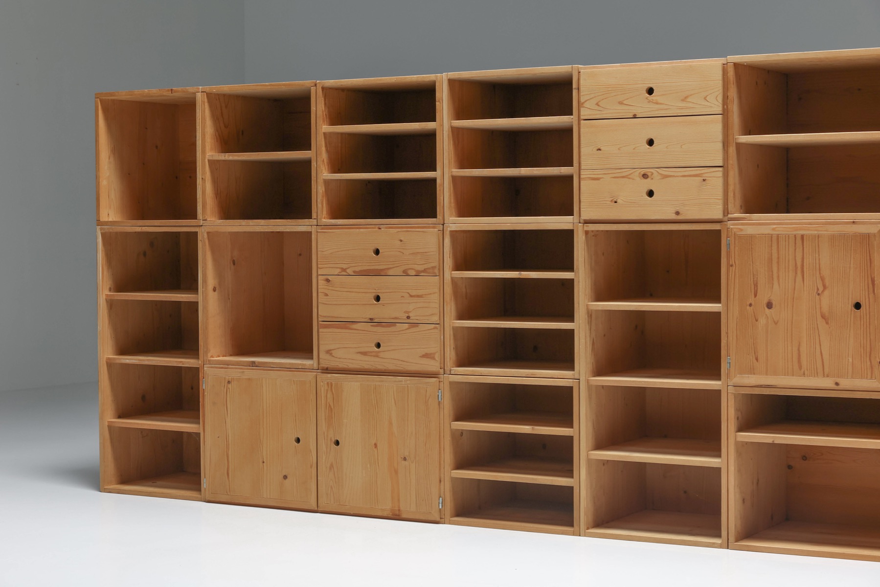 Modular Mid Century Wooden Office Shelves and Drawers - 1950's