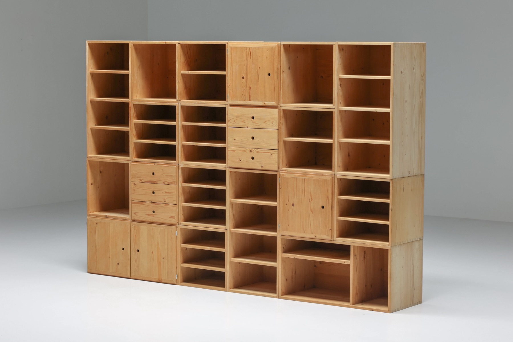 Modular Mid Century Wooden Office Shelves and Drawers - 1950's