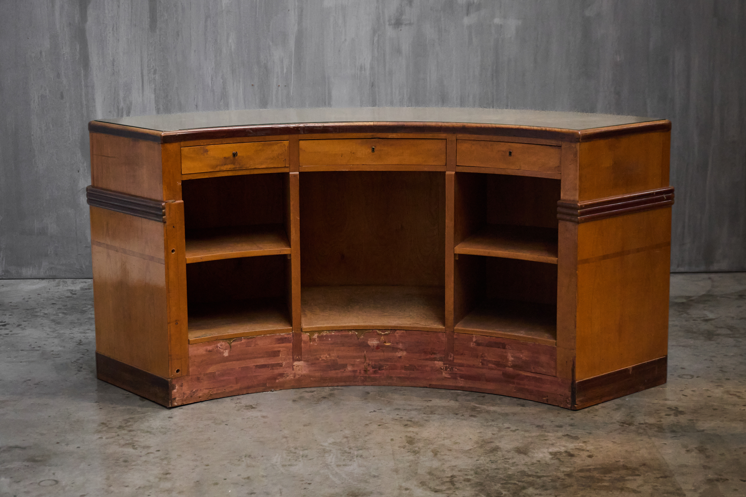 Monumental Art Deco Curved Counter, Italy - Mid-20th Century