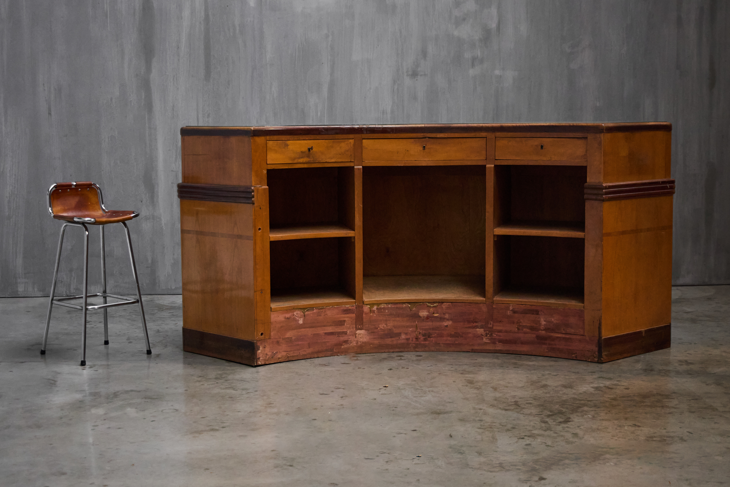 Monumental Art Deco Curved Counter, Italy - Mid-20th Century