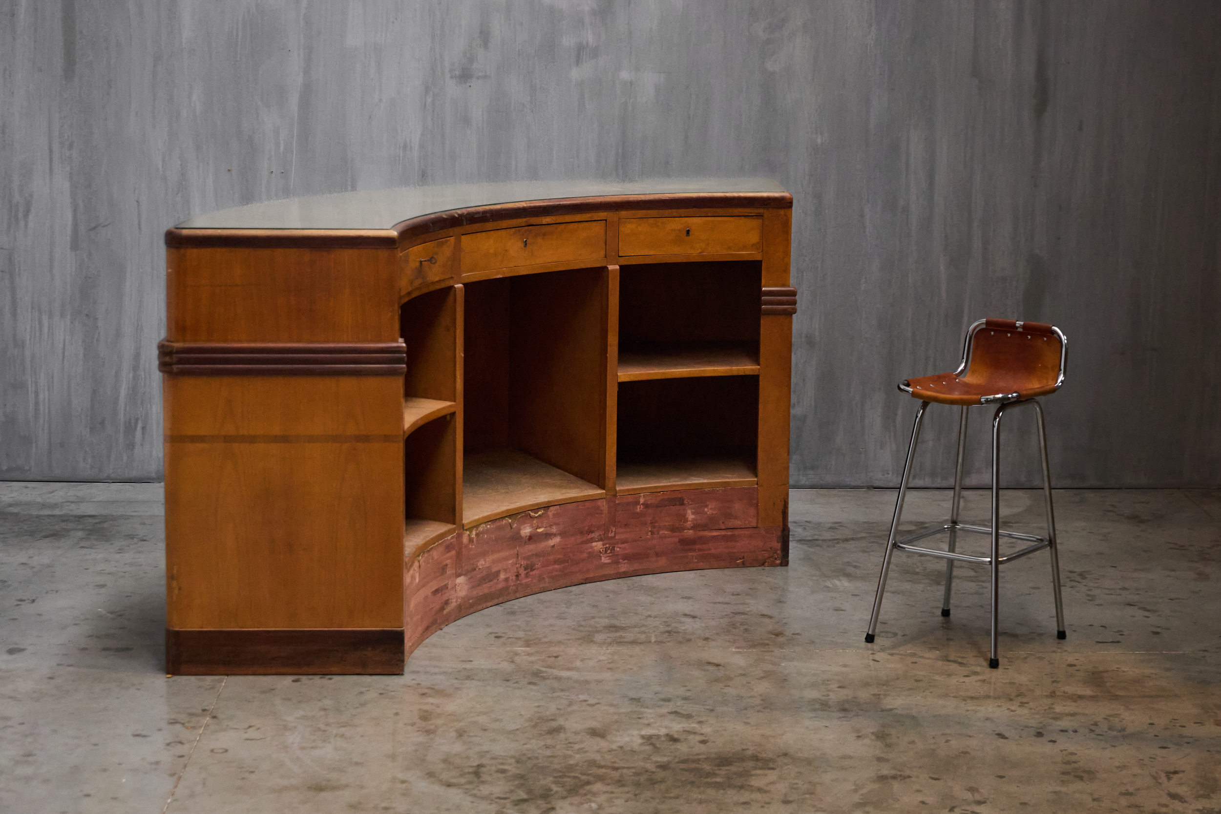 Monumental Art Deco Curved Counter, Italy - Mid-20th Century