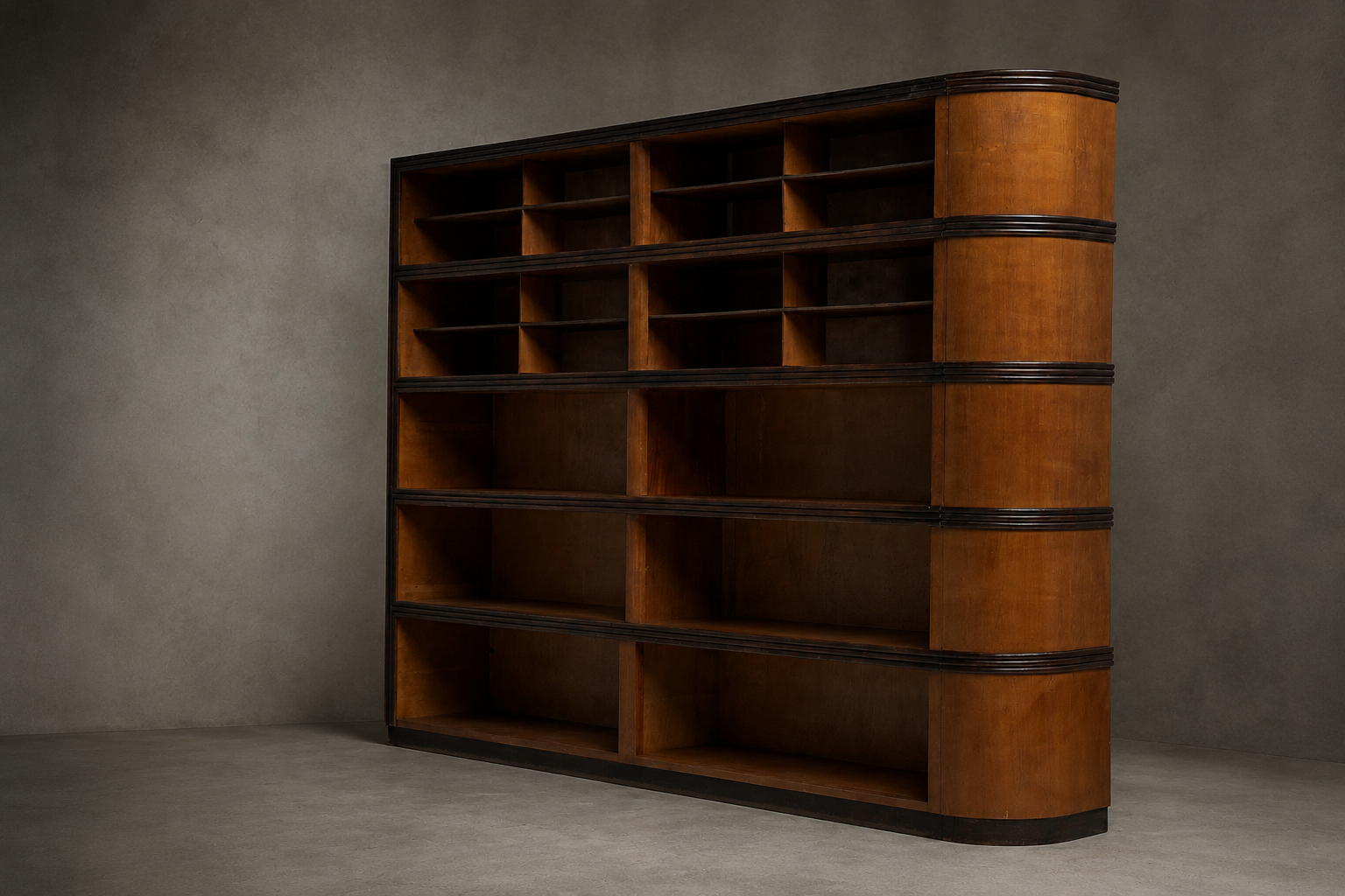 Monumental Art Deco Display Corner Cabinet, Italy - Mid-20th Century