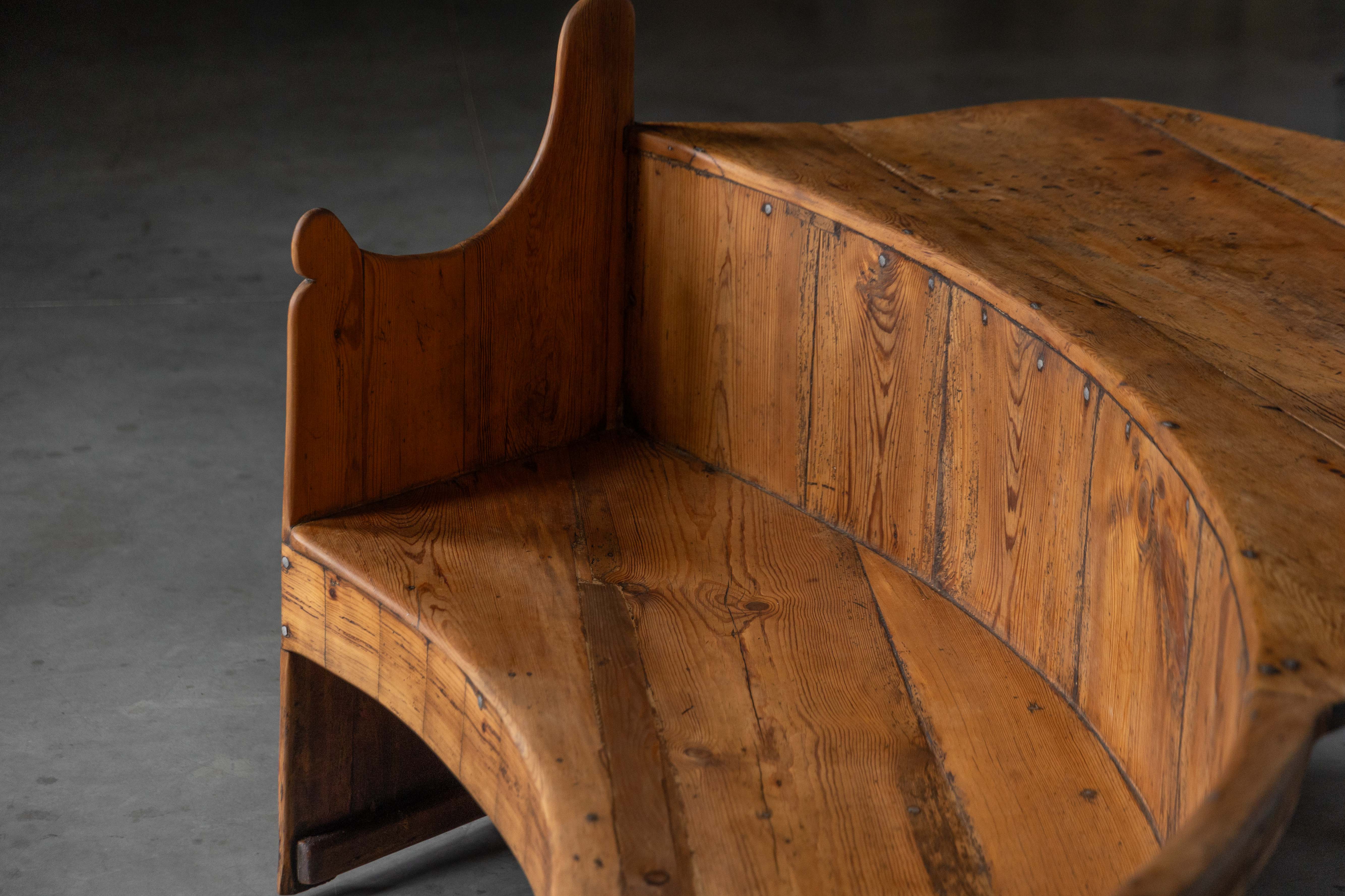 Monumental Catalan Curved Escó with Folding Table, Spain - Late 20th Century