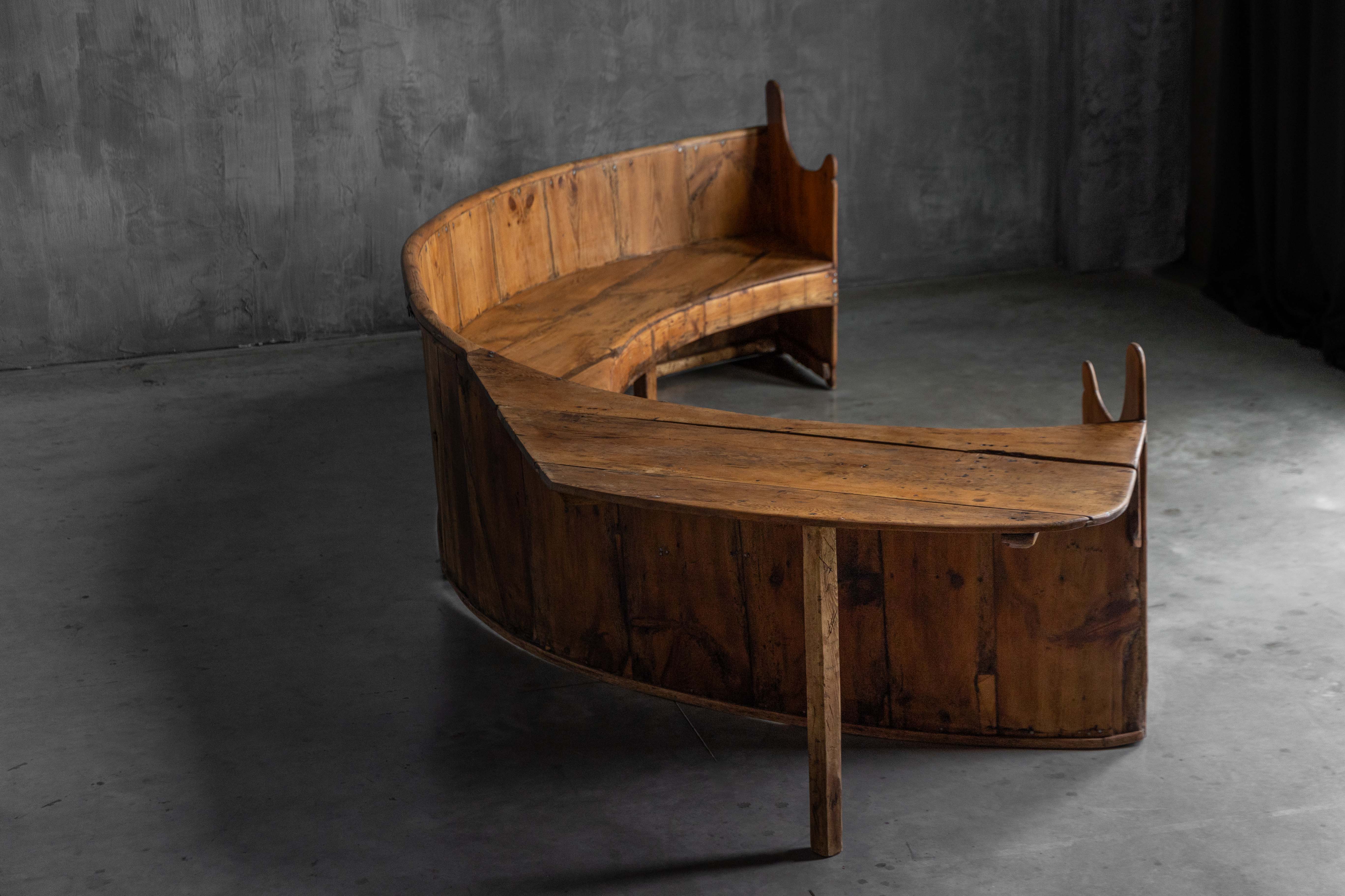 Monumental Catalan Curved Escó with Folding Table, Spain - Late 20th Century