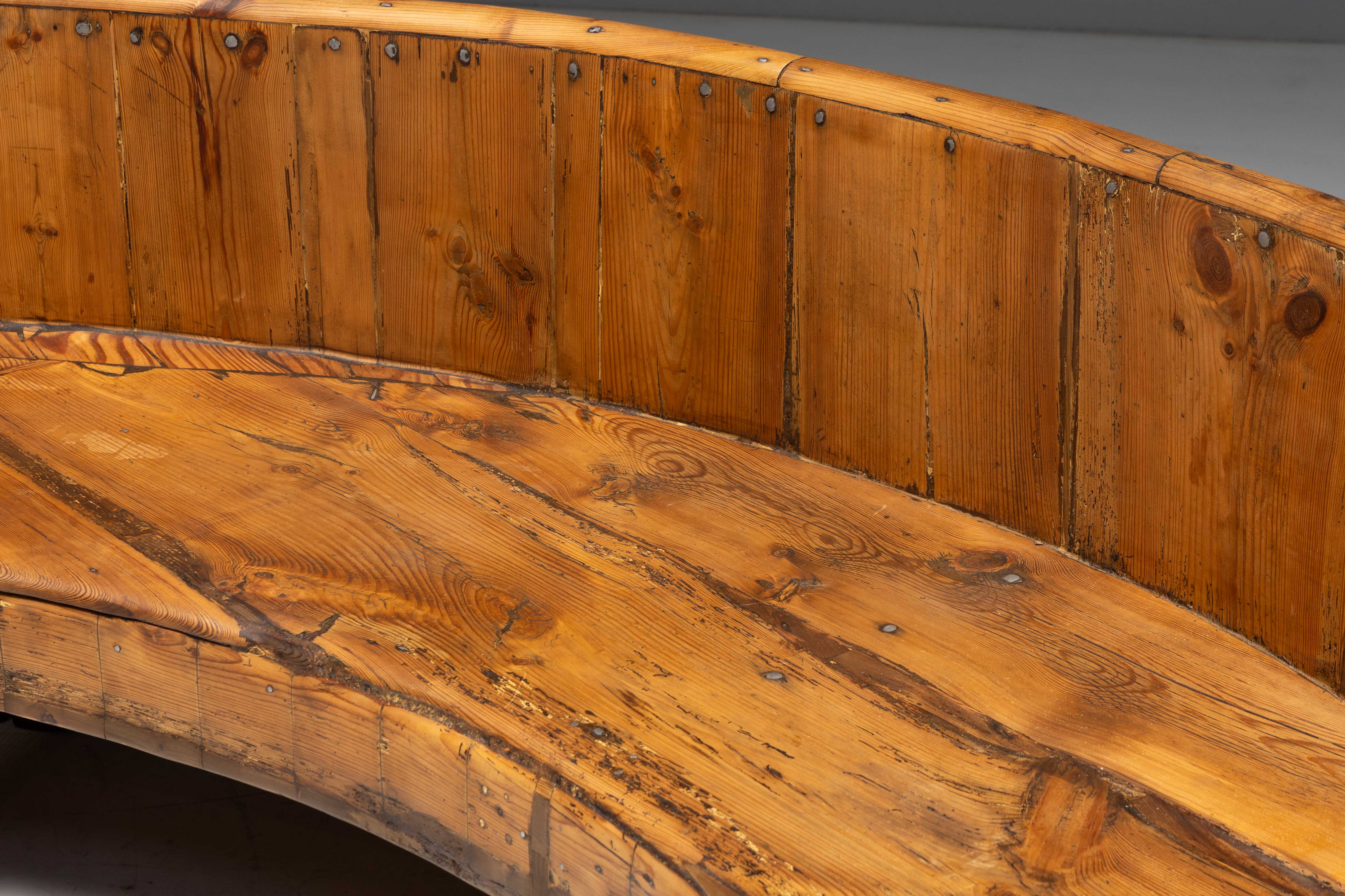 Monumental Catalan Curved Escó with Folding Table, Spain - Late 20th Century