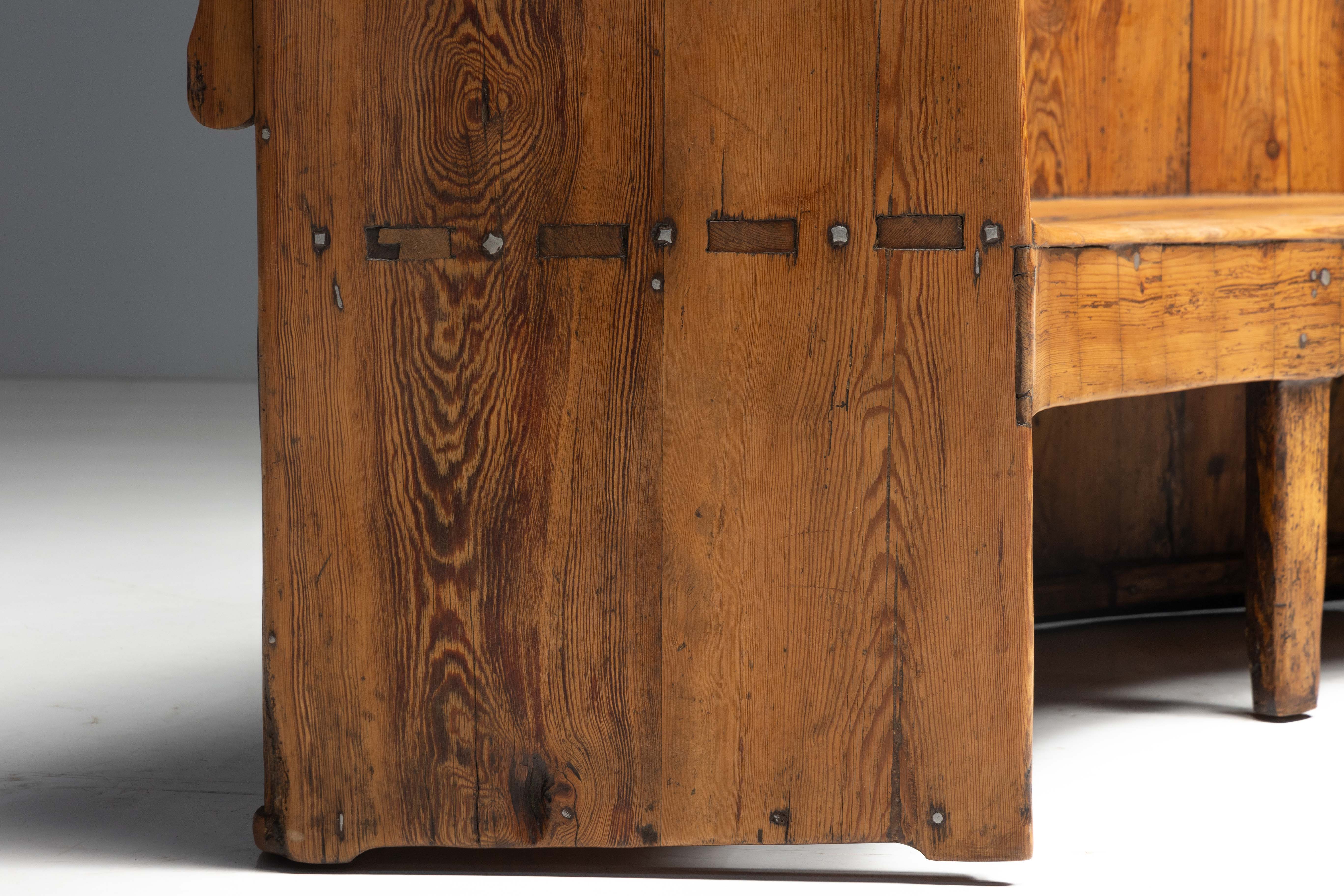 Monumental Catalan Curved Escó with Folding Table, Spain - Late 20th Century