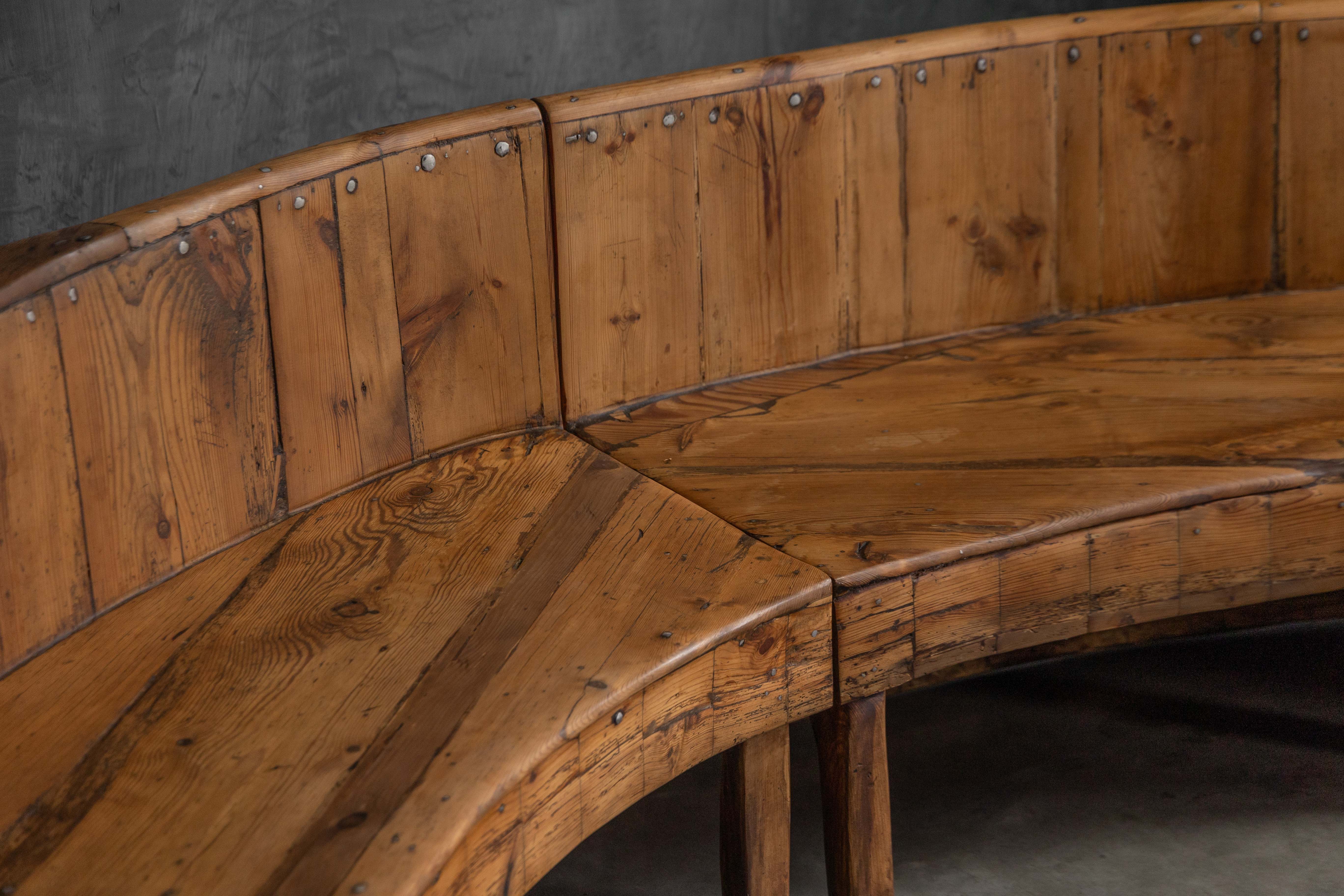 Monumental Catalan Curved Escó with Folding Table, Spain - Late 20th Century