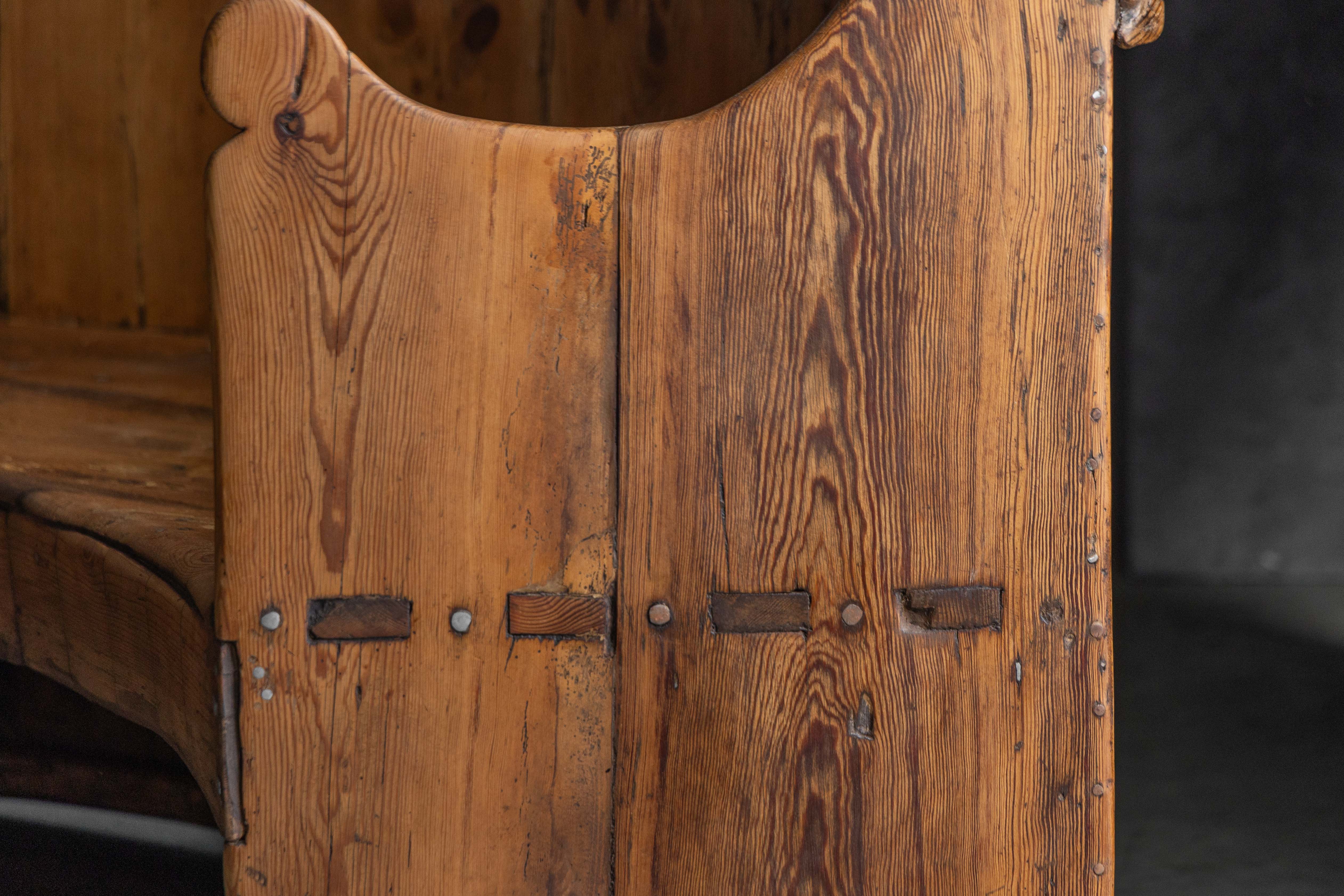 Monumental Catalan Curved Escó with Folding Table, Spain - Late 20th Century