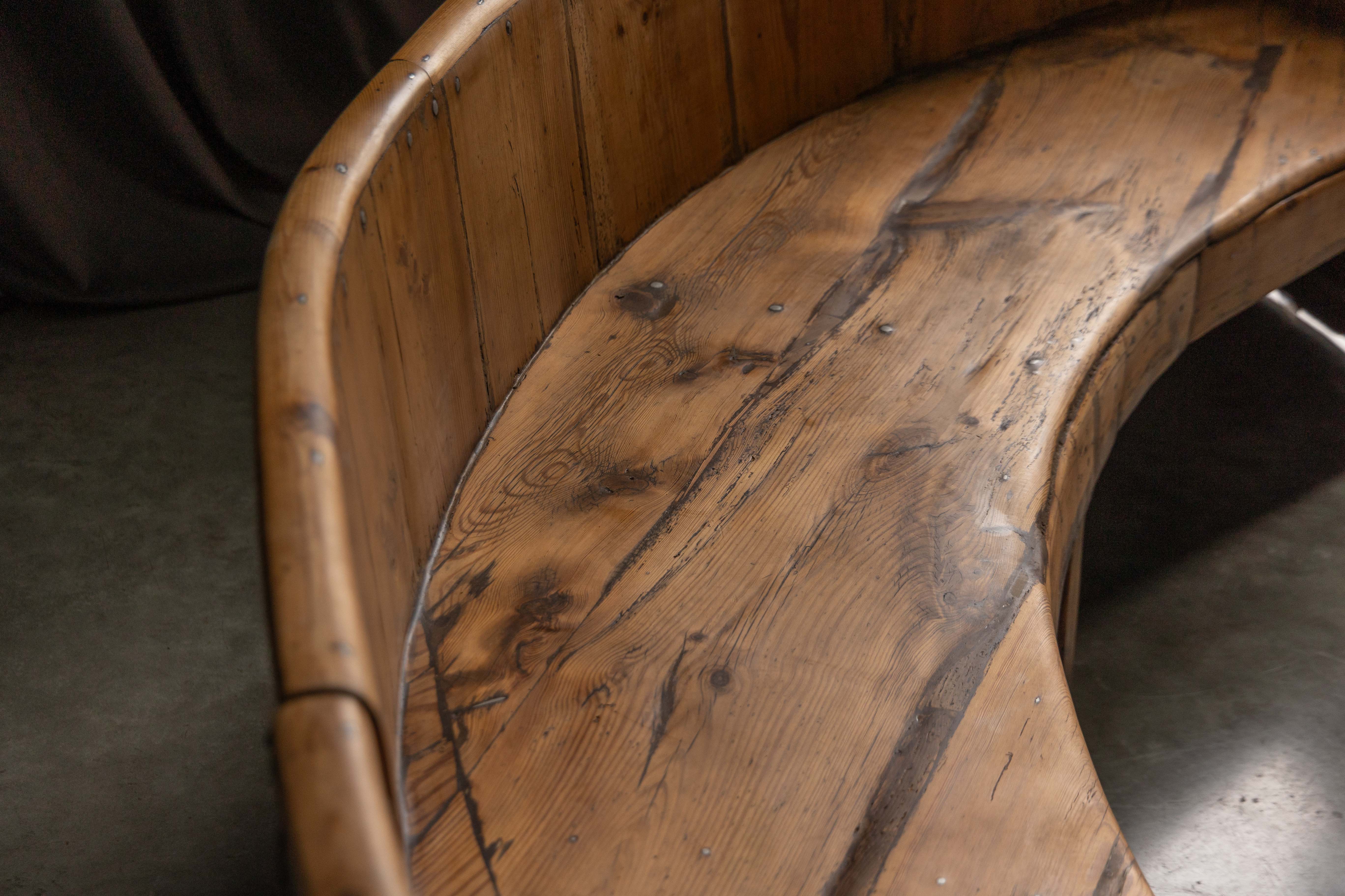 Monumental Catalan Curved Escó with Folding Table, Spain - Late 20th Century