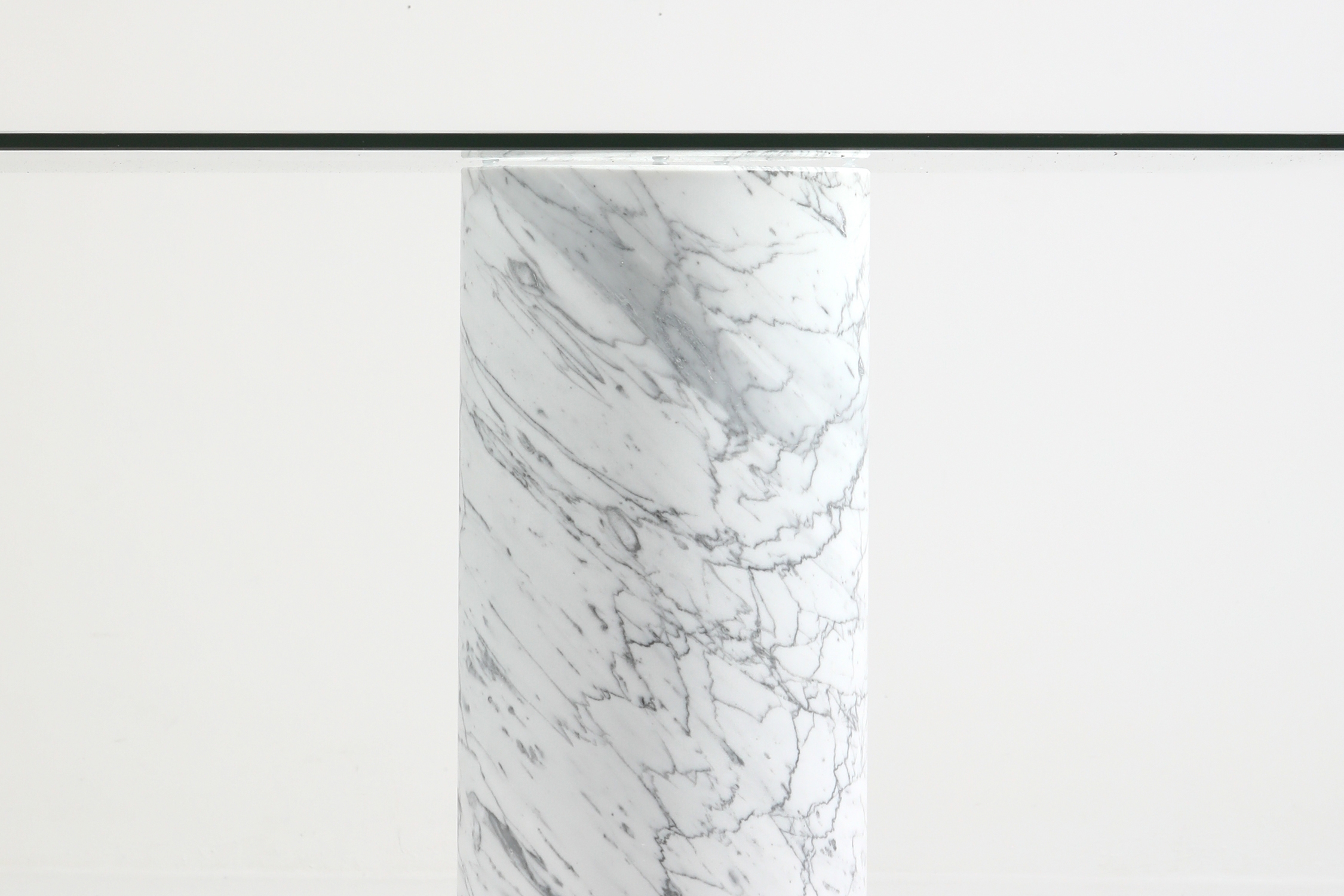 Carrara 'Collonato' Table with Glass Top in the Style of Mario Bellini - 1990s