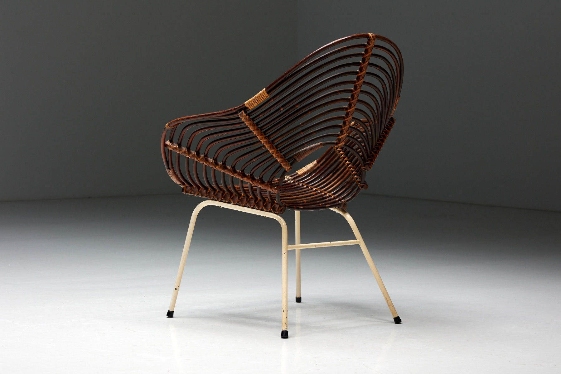 Rattan Armchair by H. Broekhuizen for Rohé Noordwolde, Netherlands - 1960s