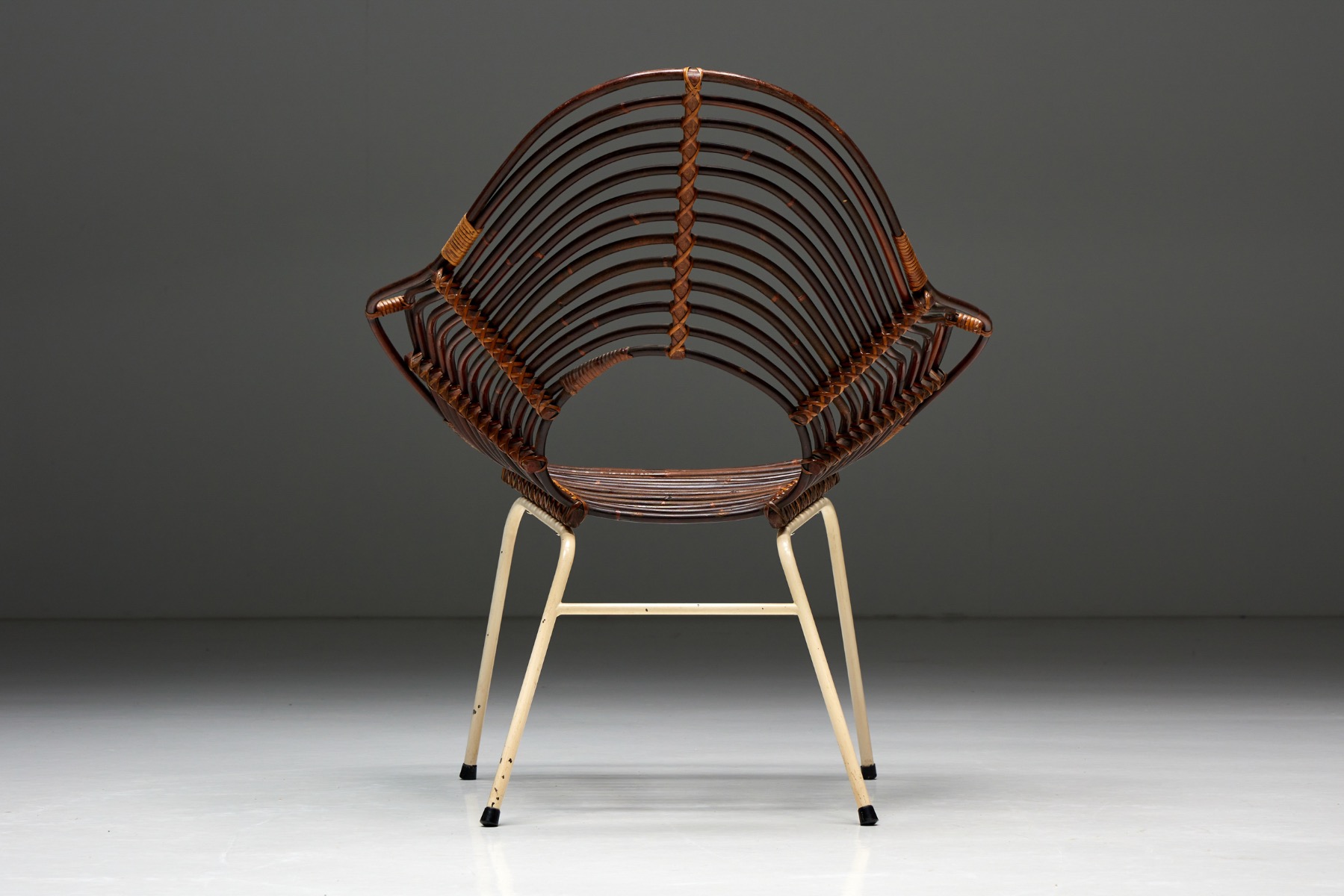 Rattan Armchair by H. Broekhuizen for Rohé Noordwolde, Netherlands - 1960s