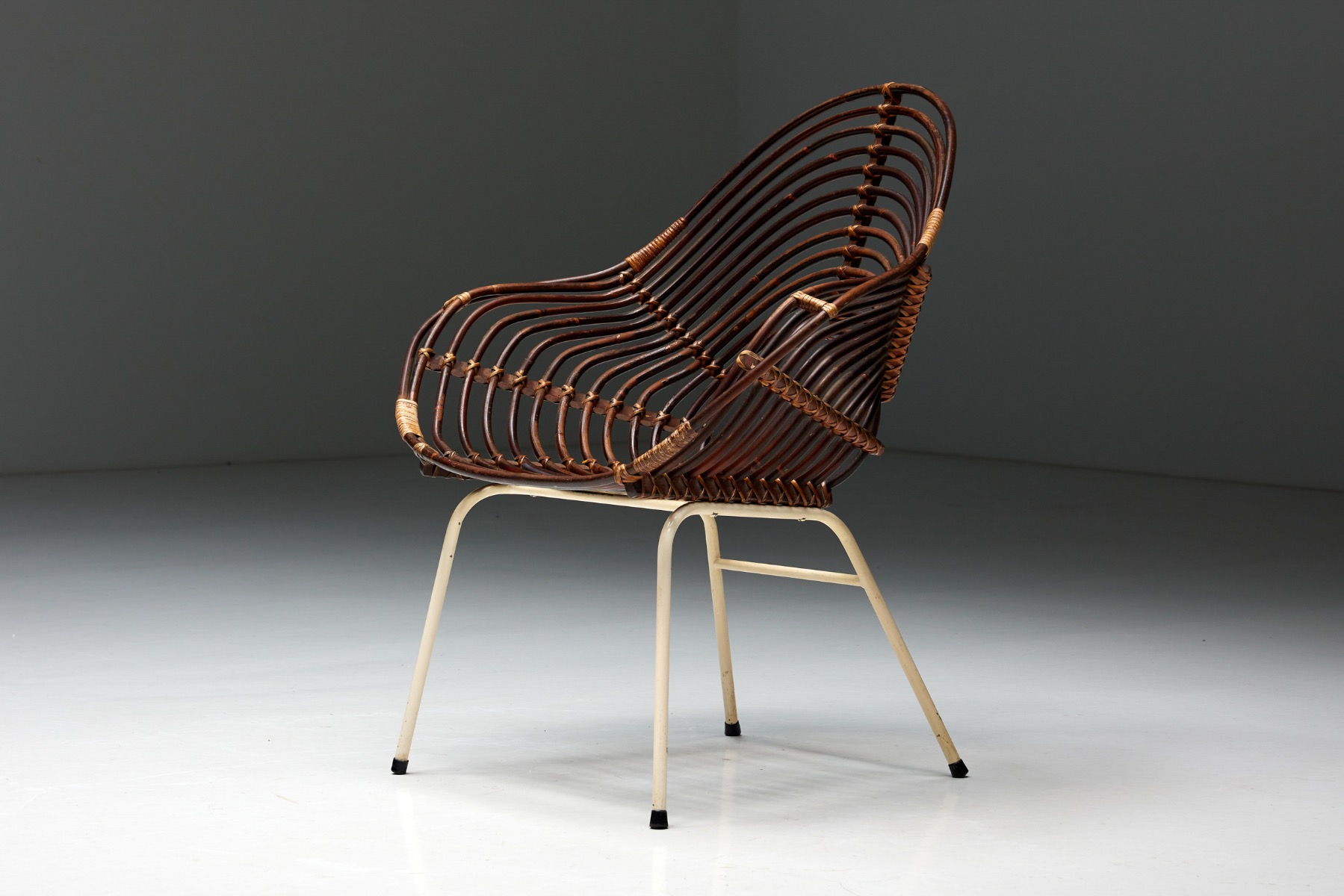 Rattan Armchair by H. Broekhuizen for Rohé Noordwolde, Netherlands - 1960s