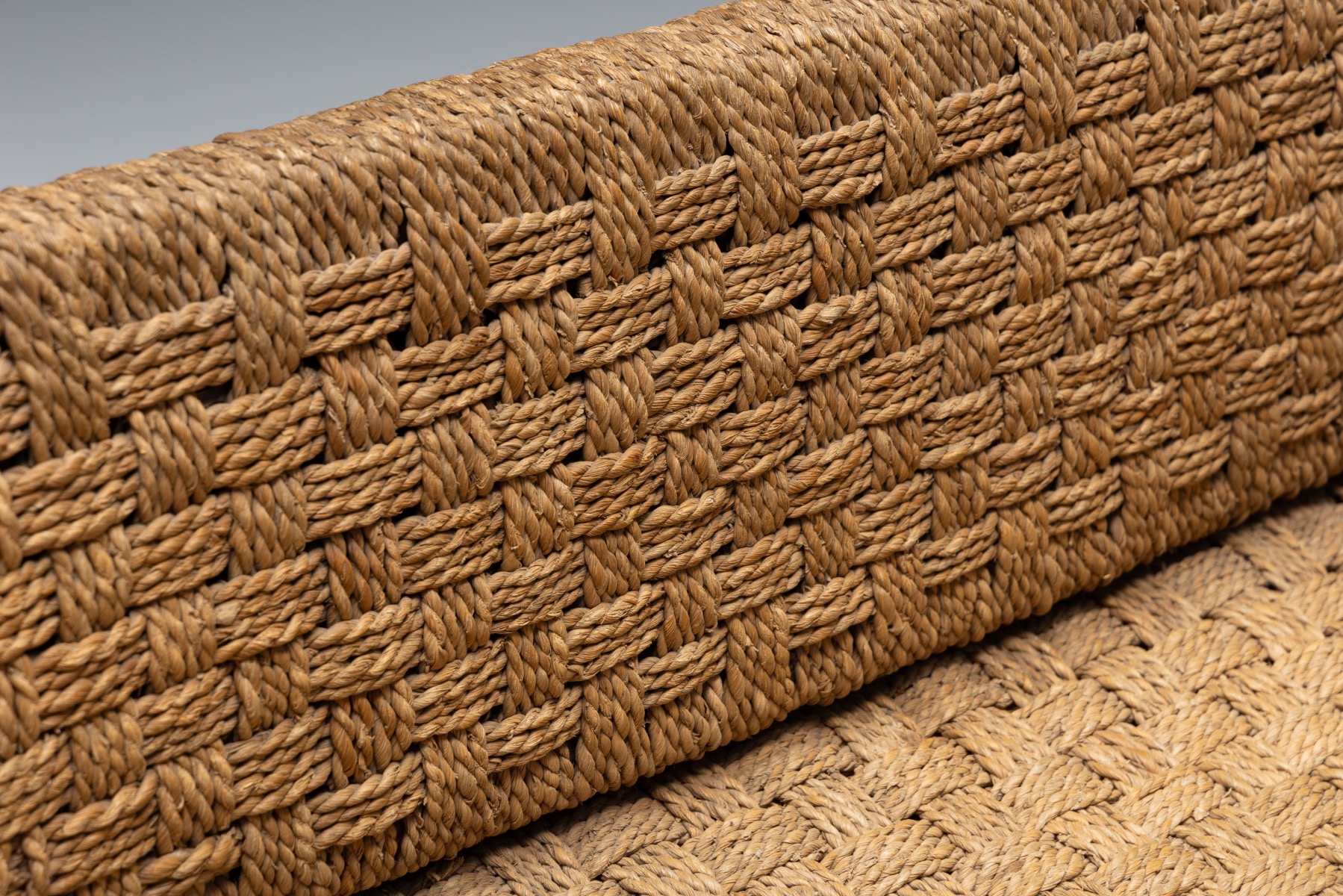 Naive Folk Art Bench with Woven Seating - 1920s