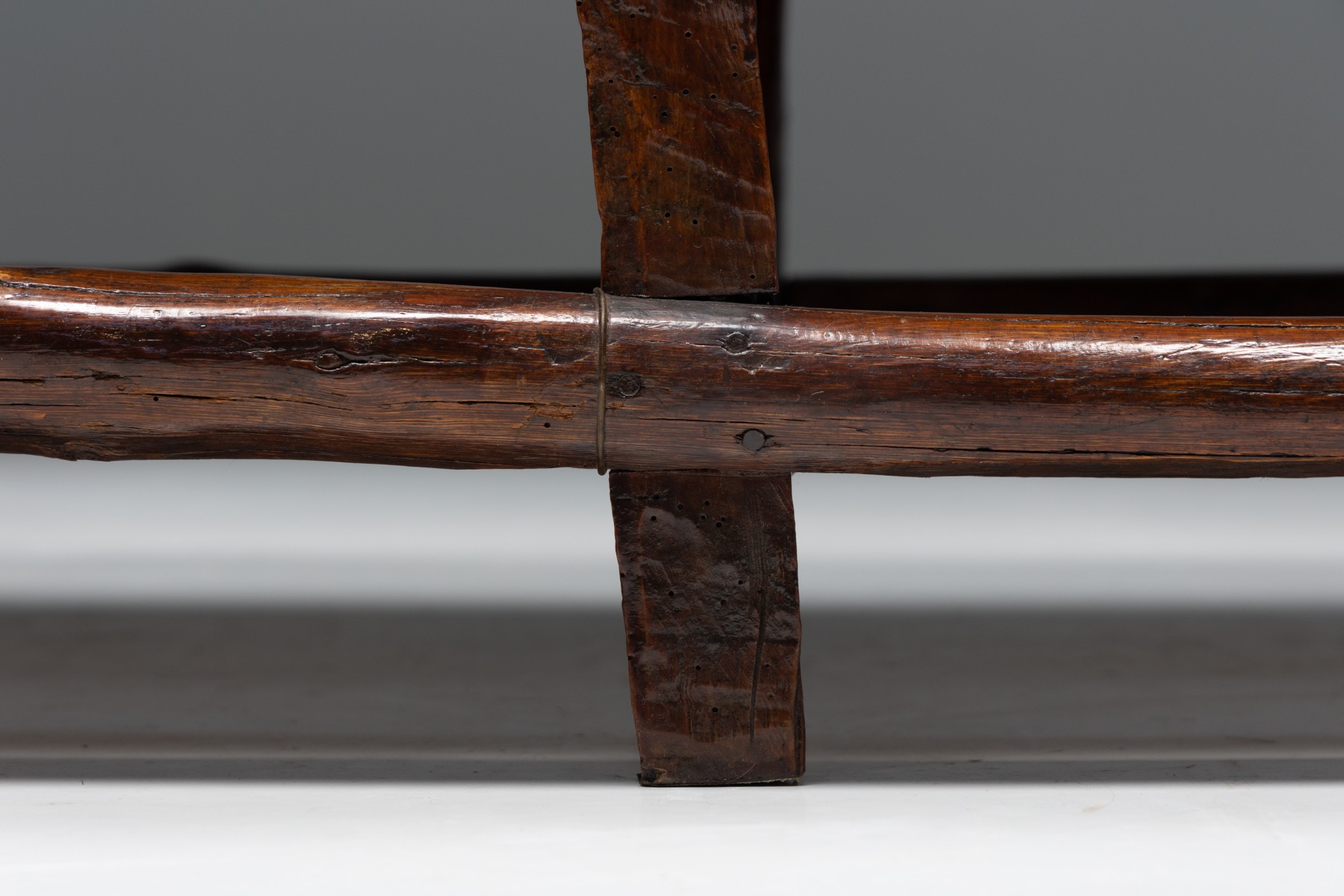 Naive Folk Art Bench with Woven Seating - 1920s