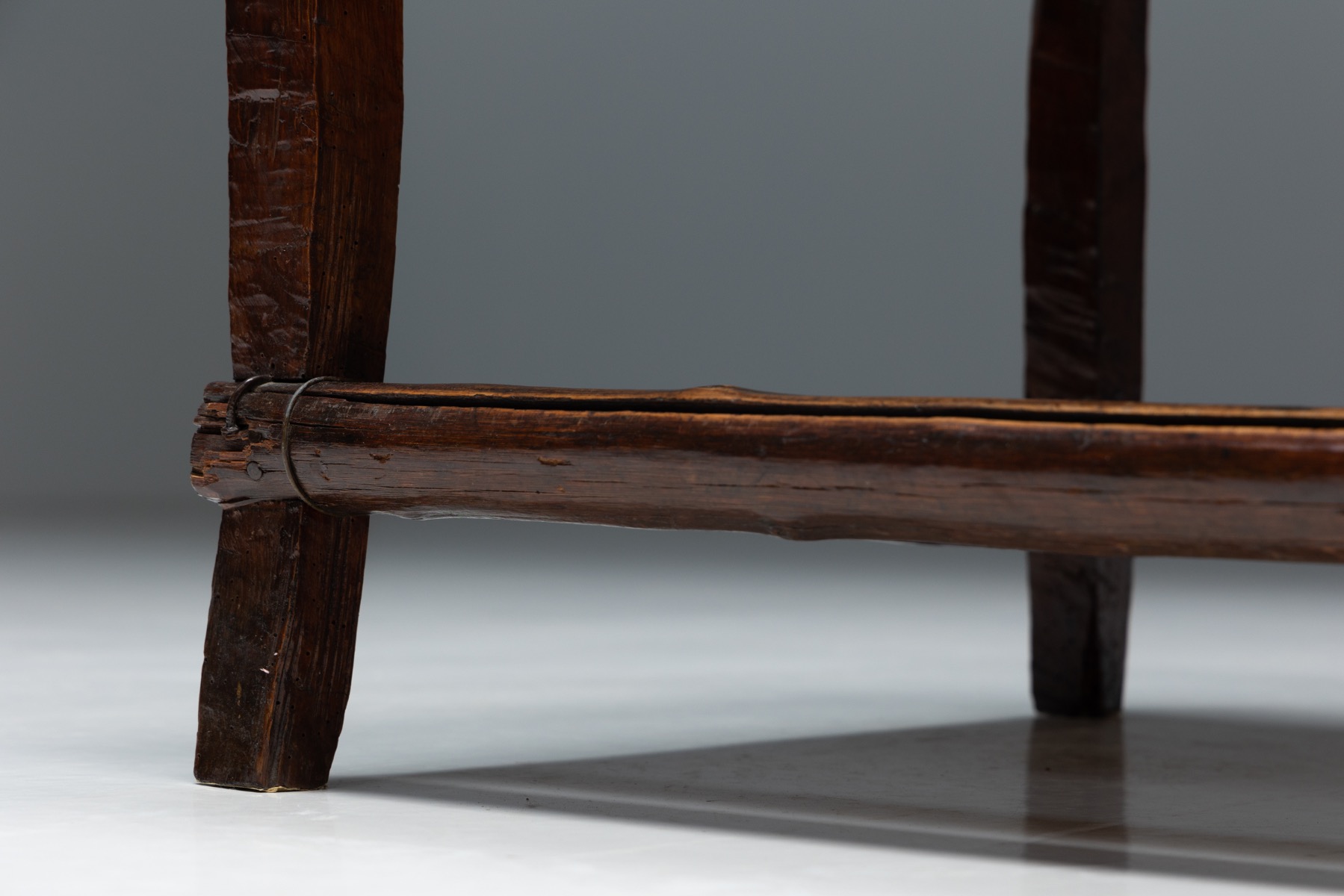 Naive Folk Art Bench with Woven Seating - 1920s